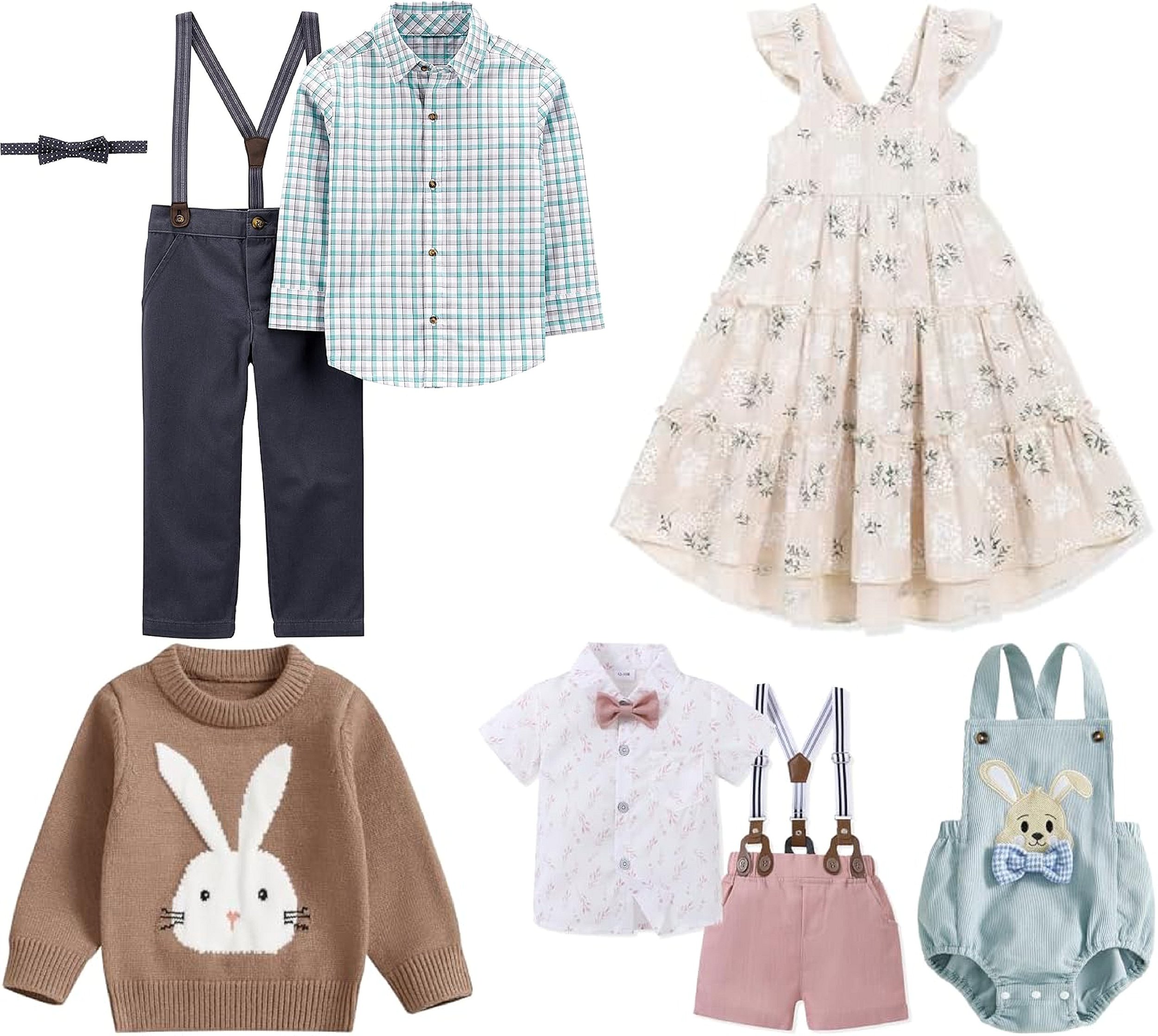 Cute toddler bunny sweater outfit and other outfits for spring photo sessions