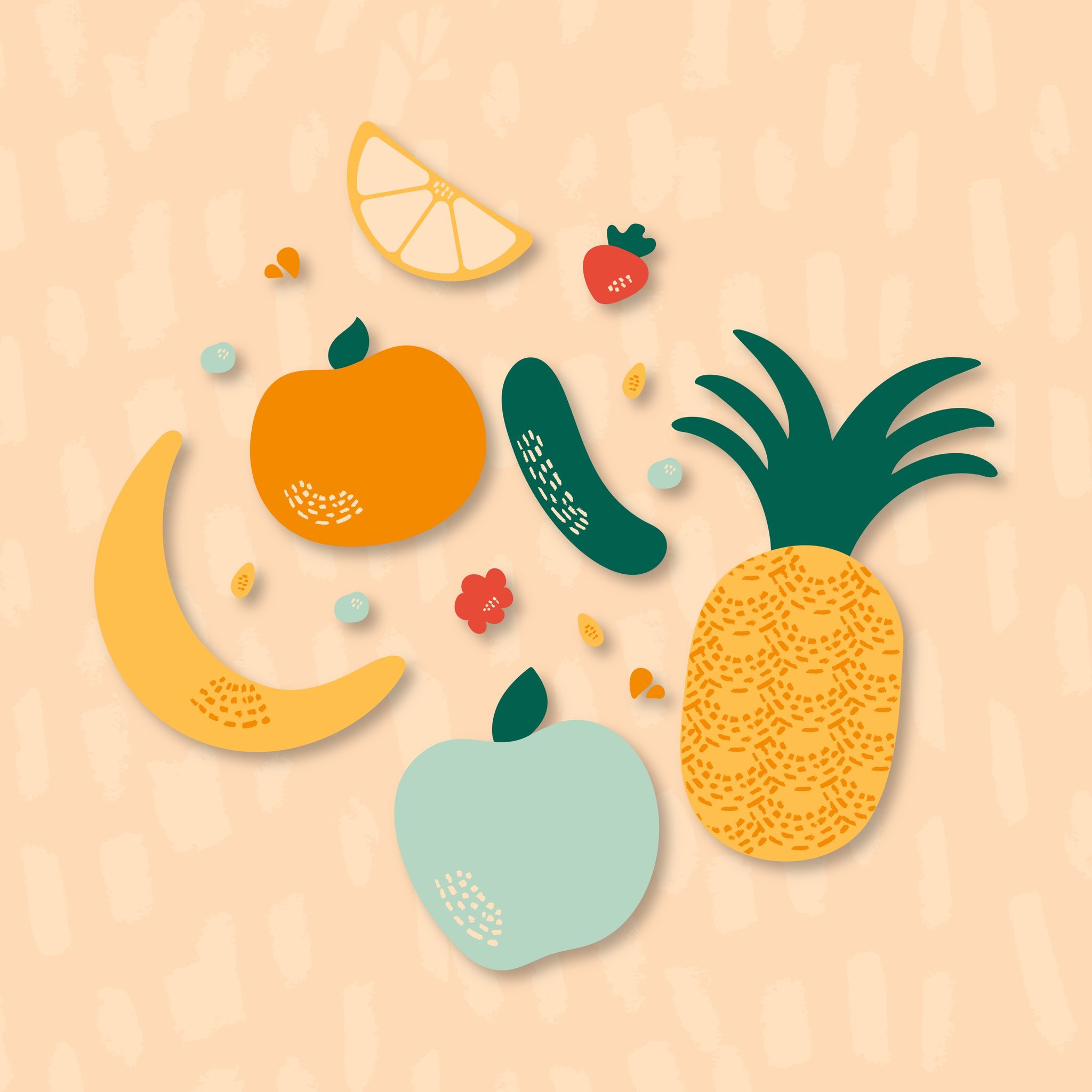 throwback to some illustrations i made for one of my favourite client projects ever ✨🍍

it's so cool how you can turn a simple shape into a fun illustration thanks to color and a textured brush!! i definitely need to use brushes like these more!

#g