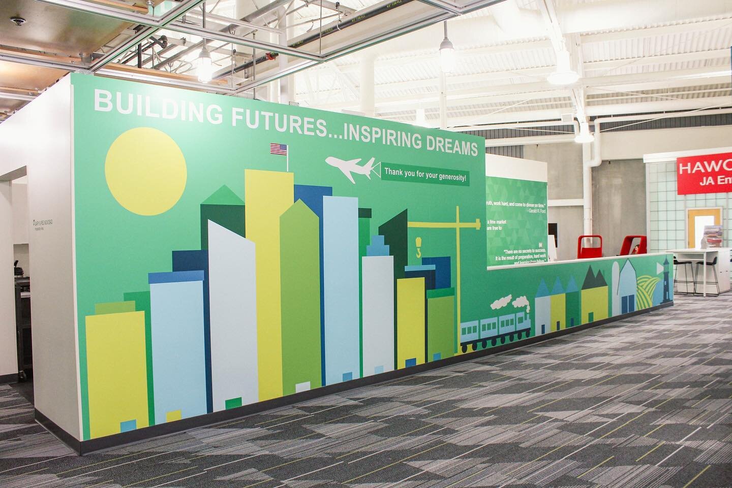 Was fun to design this donor wall concept and now see it up for @jamichigangreatlakes !

Concept is based on Junior Achievement's vision of a world where young people have the skillset an mindset to build thriving communities. Junior Achievement is d