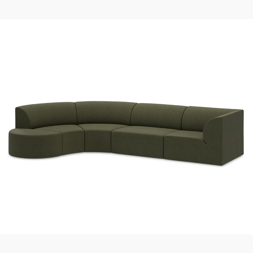 OUT - Weber, Modulsofa Design 06 (Ecke, Basis, 2 x Curve und Pouf Halbkreis)
