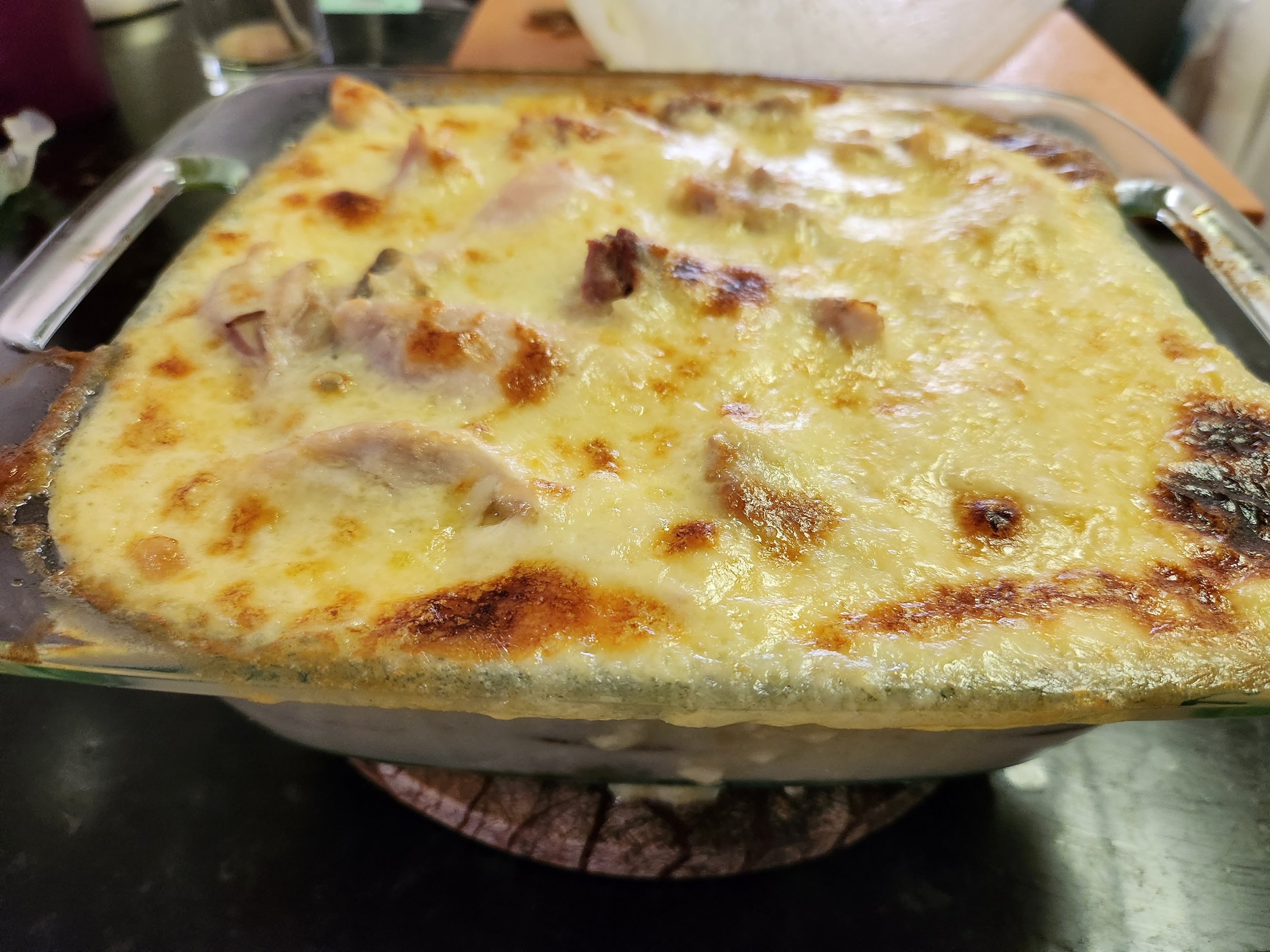 The first attempt at my Almodrote recipe for Persona Pentathlon 2023. It was an absolute smash hit with my taste testers. The extra browning to help melt the cheese was ideal.