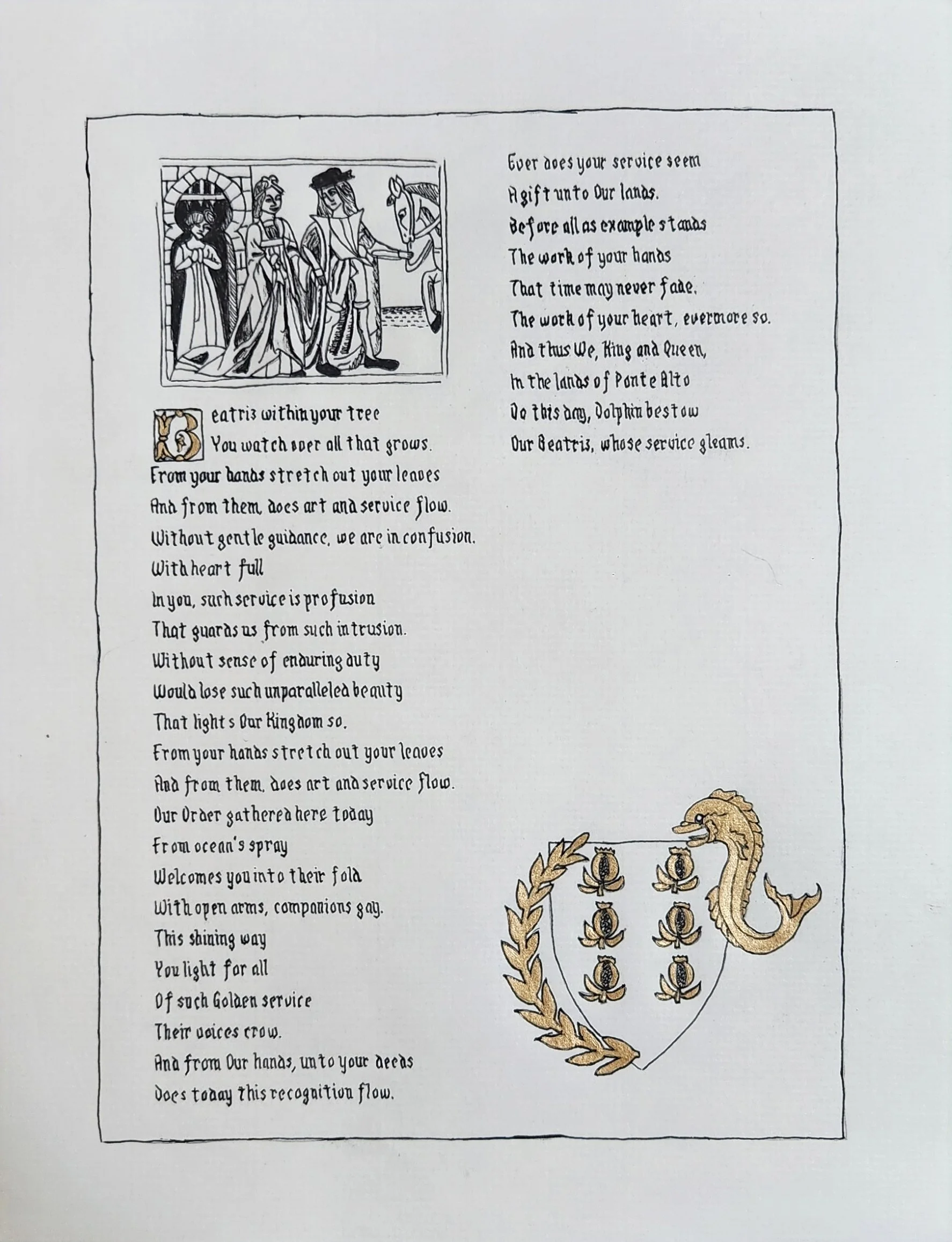 Bea's Golden Dolphin scroll