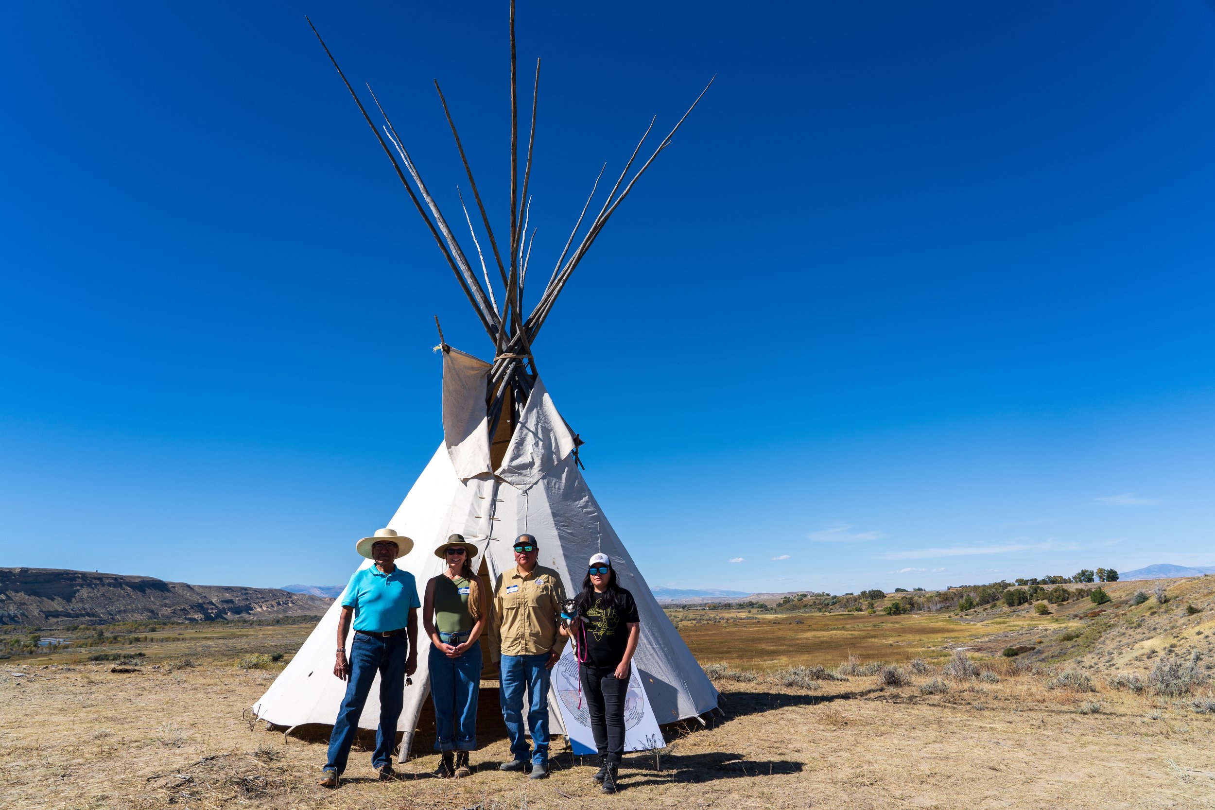  (L-R) GYC’s Senior Wind River Conservation Associate Wes Martel, Haub School of Environment and Natural Resources Graduate Assistant Janna Black, and GYC’s Wind River Conservation Organizers Colleen Friday and Signa McAdams organized the Indigenous 