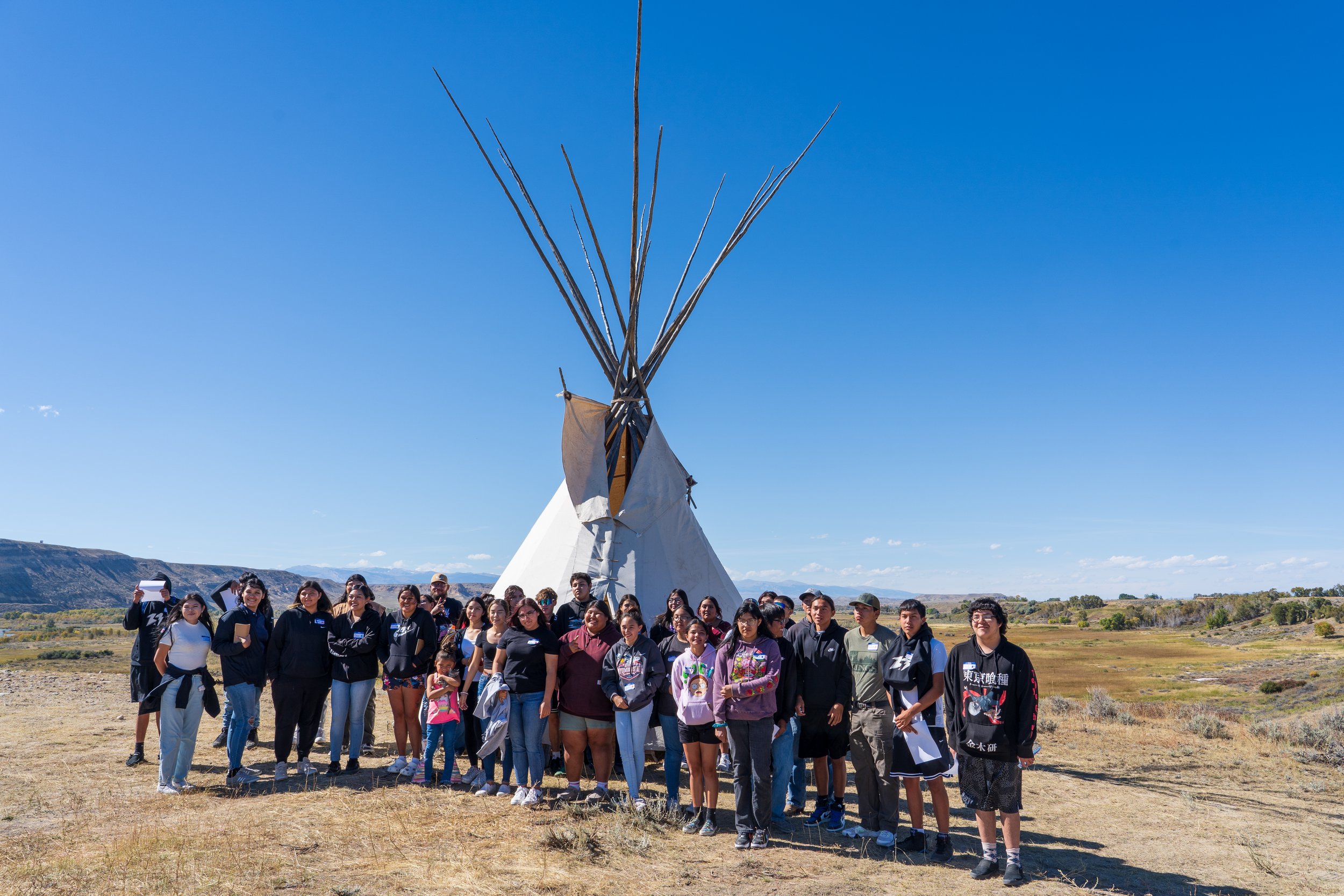  Wyoming Indian High School juniors and seniors at the Indigenous Youth Culture and Climate Camp. (Photo GYC/London Bernier) 