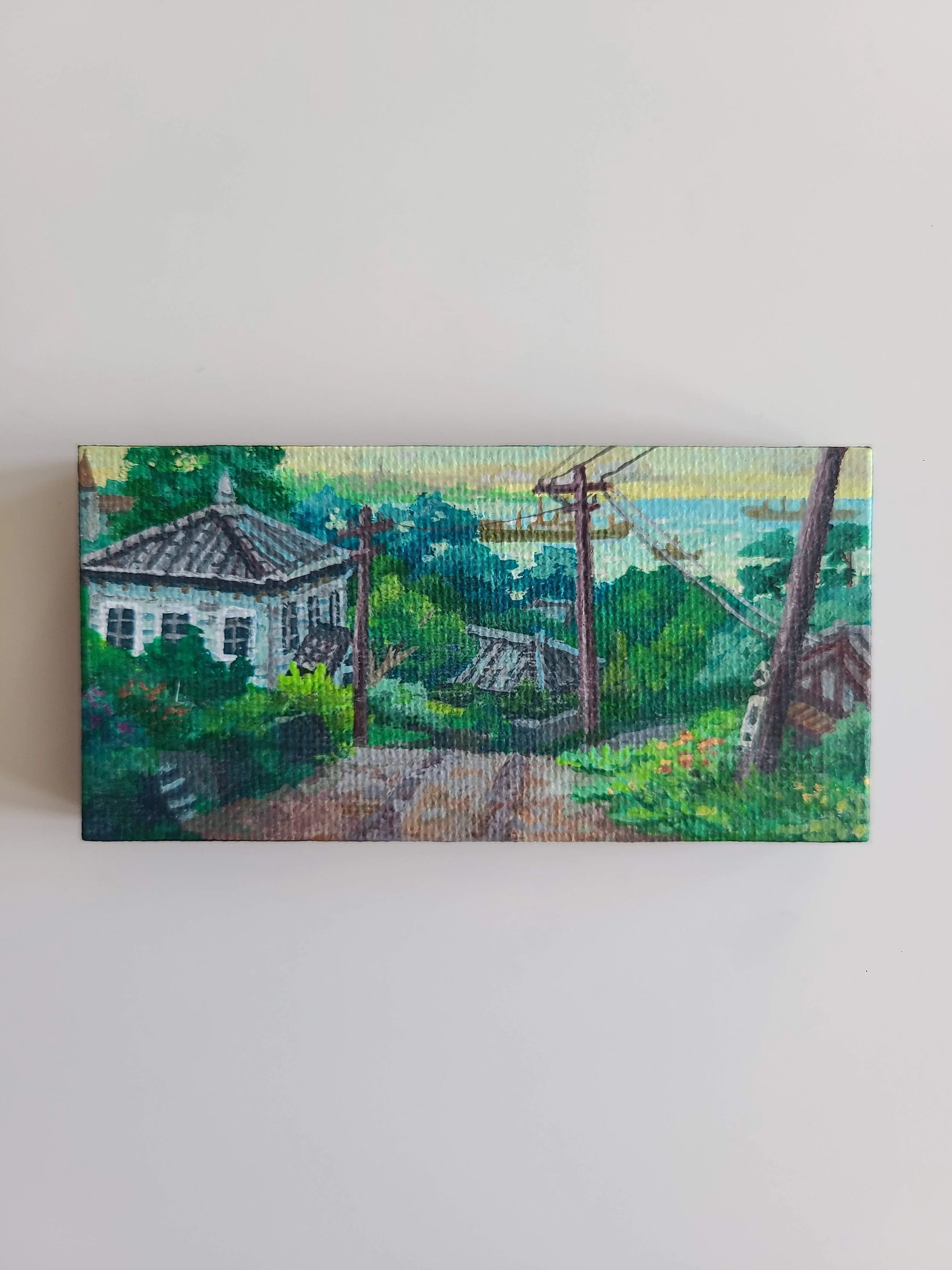 Studio Ghibli Landscape - acrylic on canvas - 2x4 in. 2025