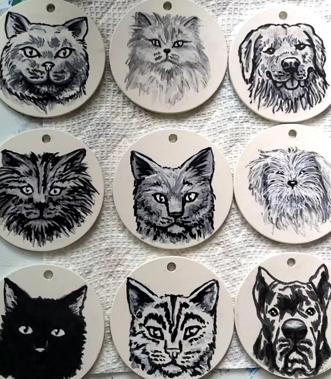 Hand- painted ornaments - various sizes - 2024