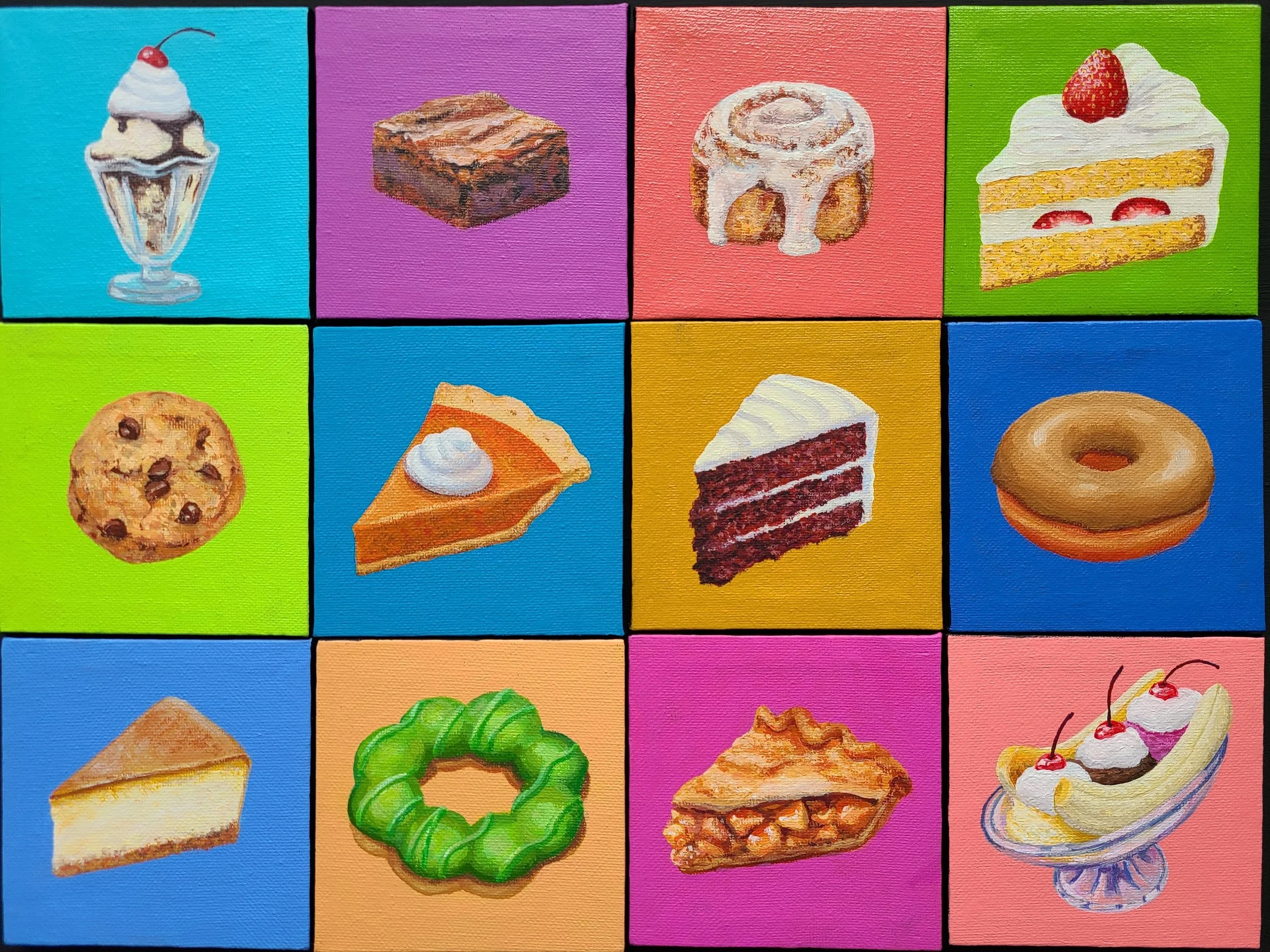 Various Sweet Treats - acrylic on canvas - 4x4 in. 2025