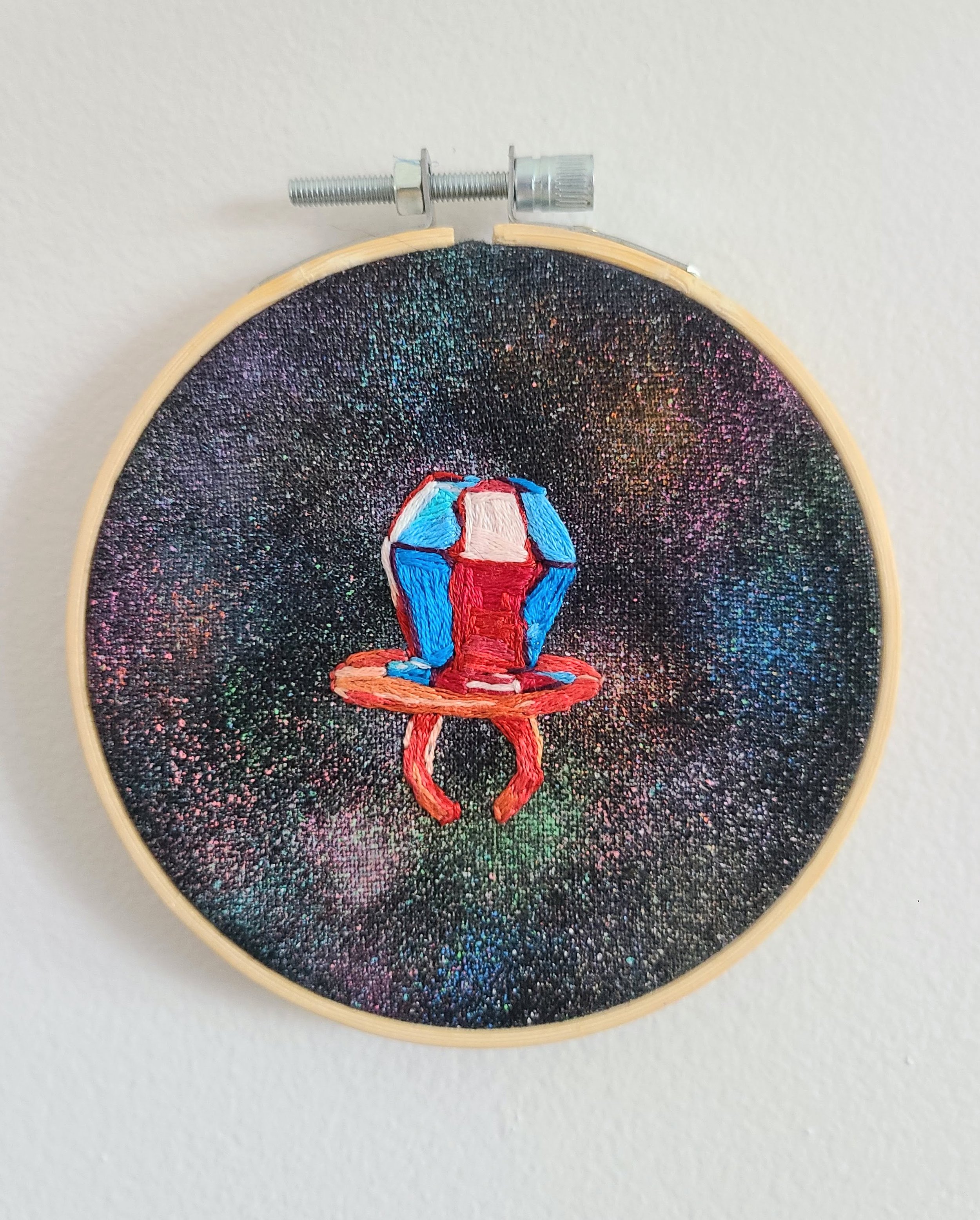 Ring Pop - hand embroidery on linen - 4 in. 2022