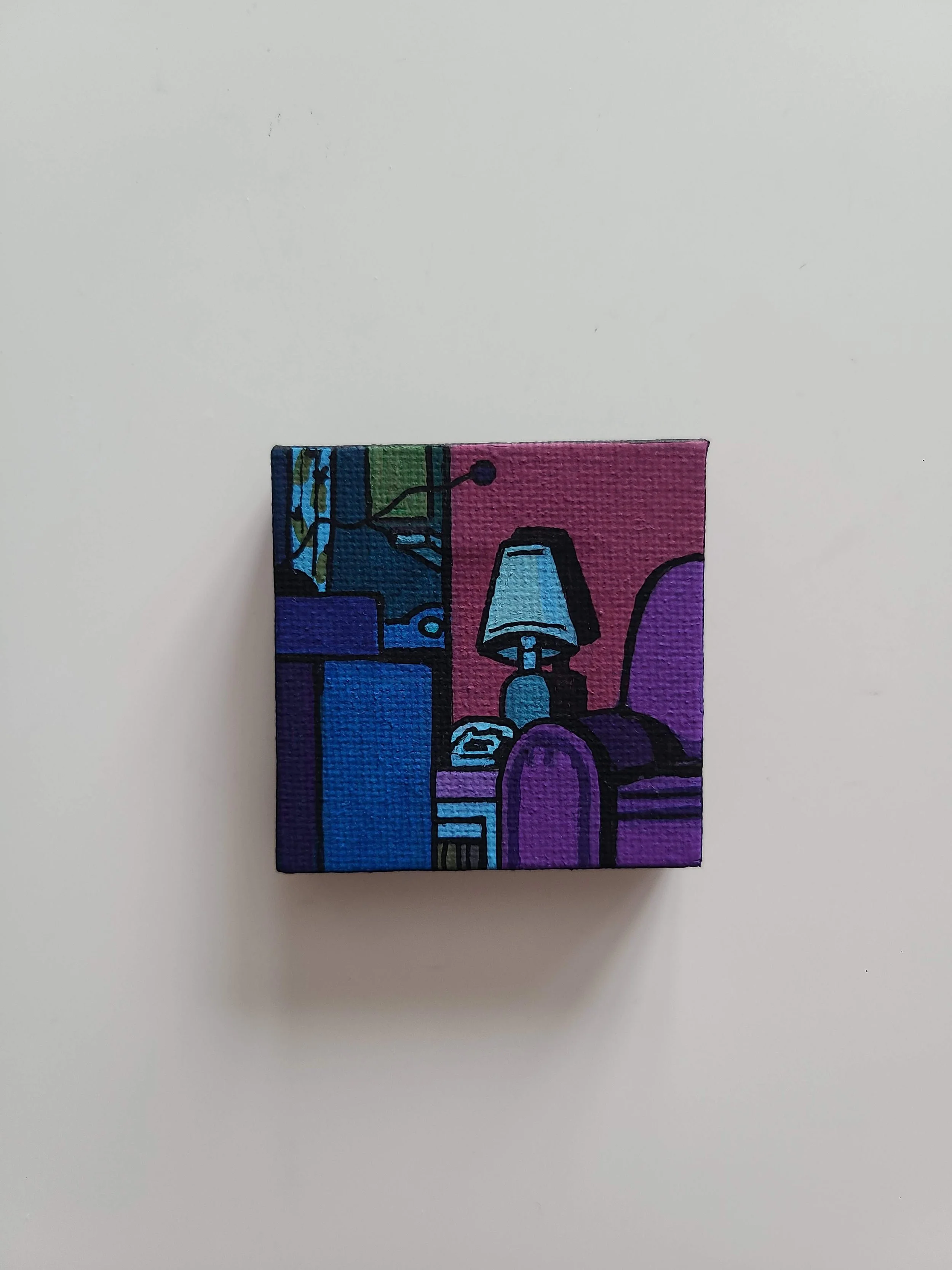 The Simpsons Interior - acrylic on canvas - 2x2 in. 2025 