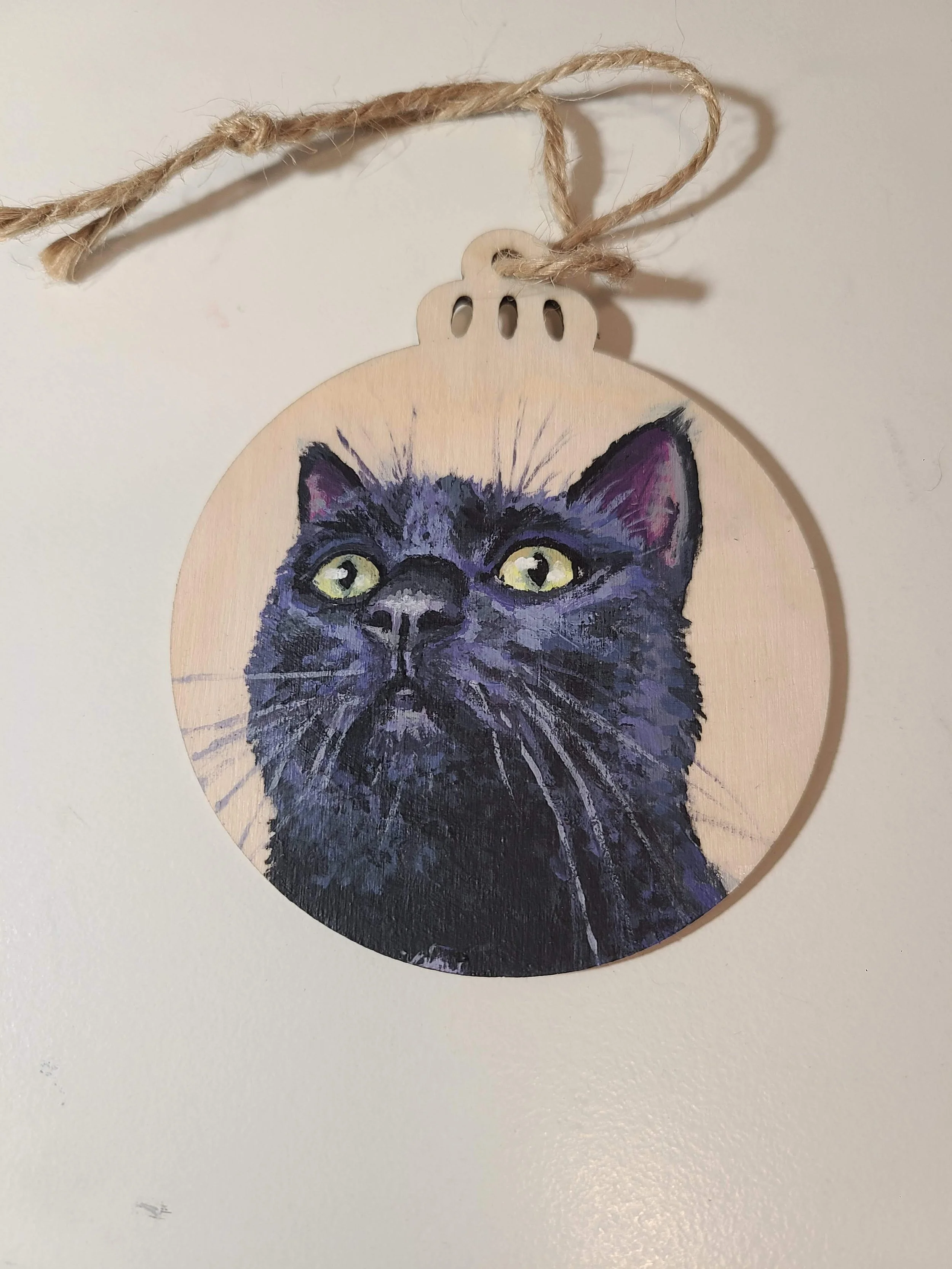 Black Cat (Raven) - acrylic on wood - 4 in. 2024