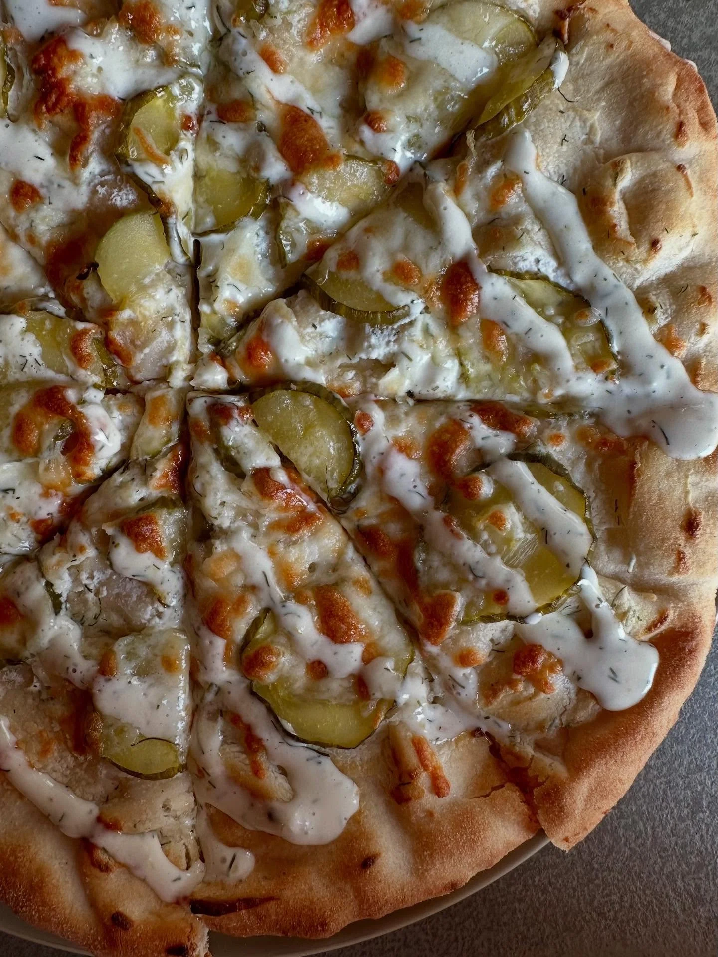 Specials 8/15-17 🌻

🥒 Dill Pickle Flatbread
Grilled crust with a white sauce base, house-made dill pickles, pizza cheese blend, and dill aioli.

🍗 BBQ &frac12; Chicken
Half chicken with a BBQ dry rub, grilled and served with pickled blueberry cole