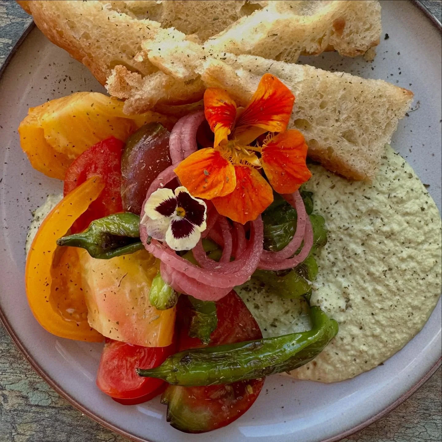 Specials for August 22-24 🌻

🥙 Summer Field Hummus
Edamame hummus topped with heirloom tomatoes, blistered shishitos, pickled onion, herbs, and chili oil. Served with focaccia.

🍗 Crispy Chicken Croquette
Golden-fried chicken croquettes with shish