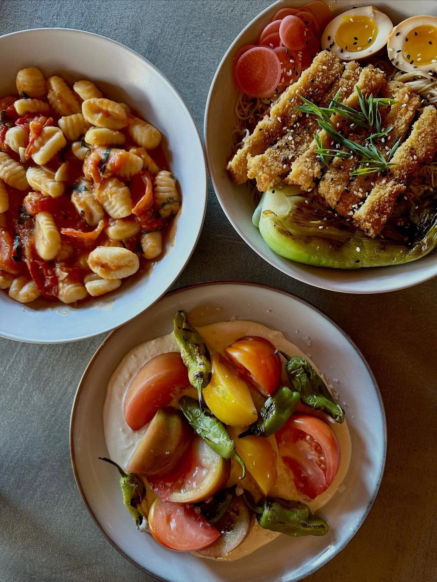 🌟 Specials | 9/12-9/14

🍜 Gyukatsu Noodles &mdash; (DF)
Katsu-style beef with rice noodles in beef broth, topped with pickled radish, enoki mushrooms, bok choy, and a shoyu egg.

🍝 Pink Bumble Gnocchi&mdash; (GF)
Gnocchi pasta in a pan sauce of Pi