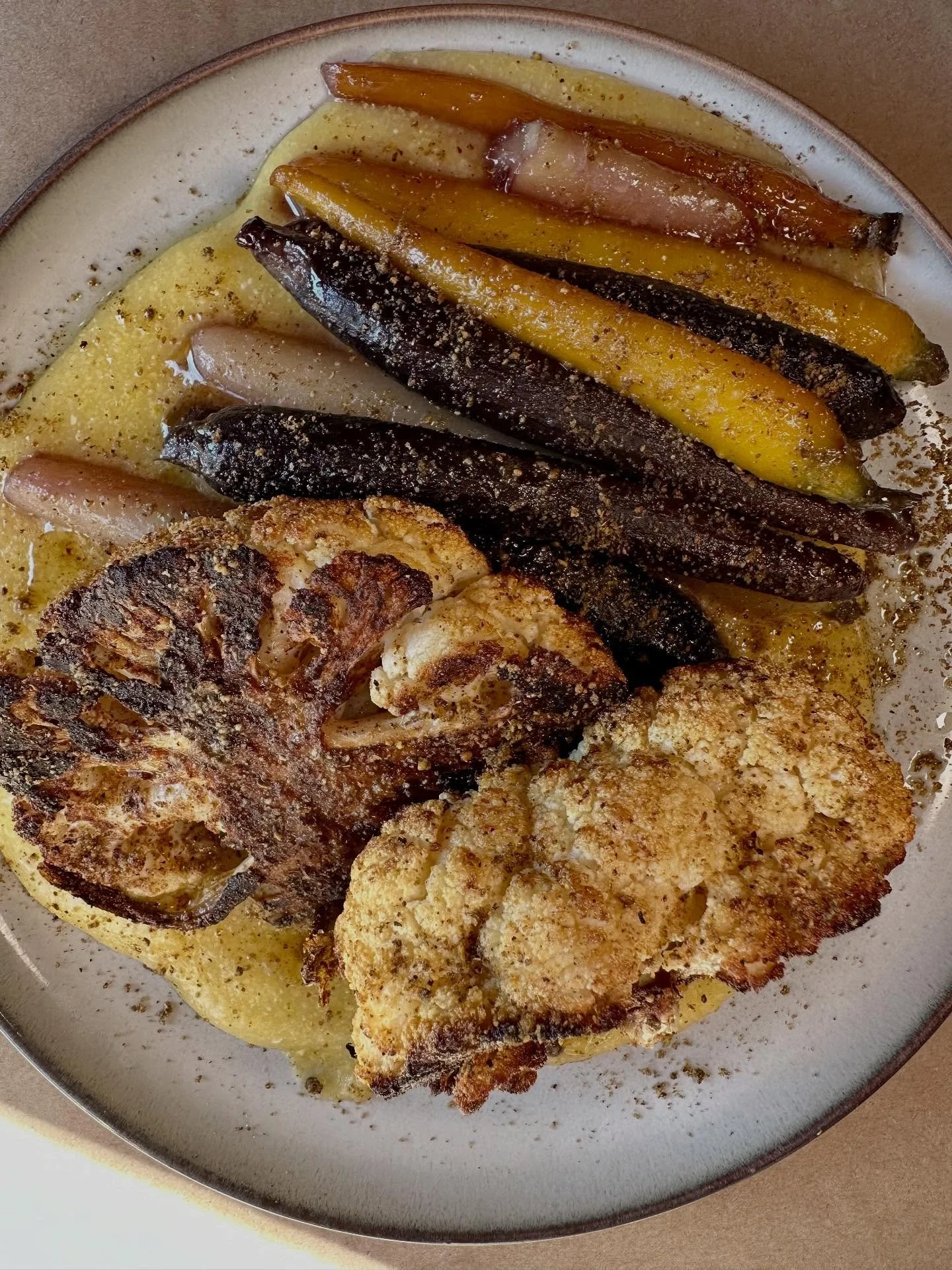 Specials 9/19-21

🥦 Cauliflower Steak
Roasted cauliflower &ldquo;steaks&rdquo; with maple-glazed carrots, vegan polenta, pistachio spice blend, and sage oil.

🌊 Seared Scallops
6 oz pan-seared scallops with cauliflower&ndash;parsnip pur&eacute;e, w