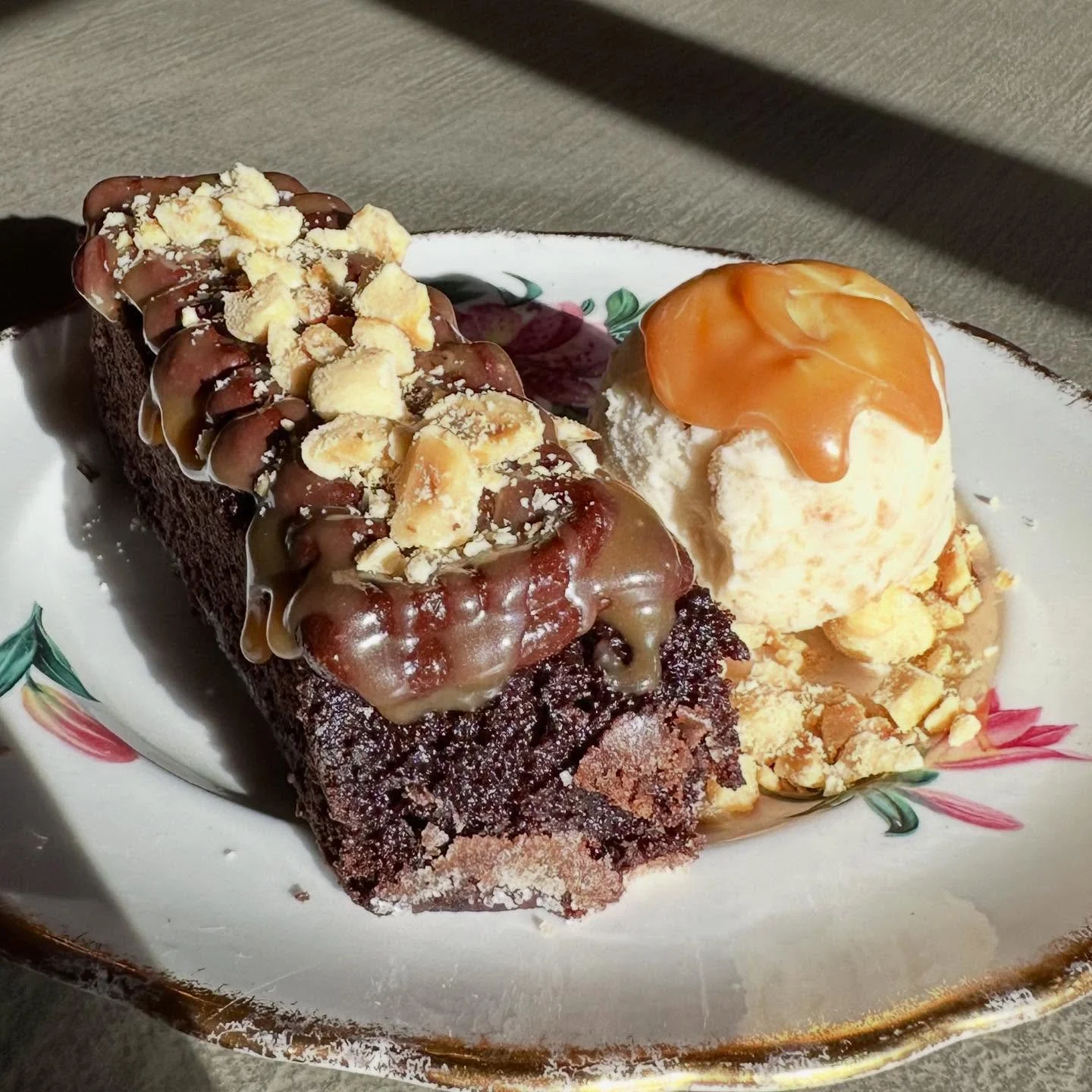 HOMEMADE NUTELLA.
@baker.at.the.barn had an idea and added a little flair to The Funky Monkey - bananas foster ice cream paired with an airy chocolate cake, now topped with her homemade Nutella and caramel with hazelnuts for crunch.