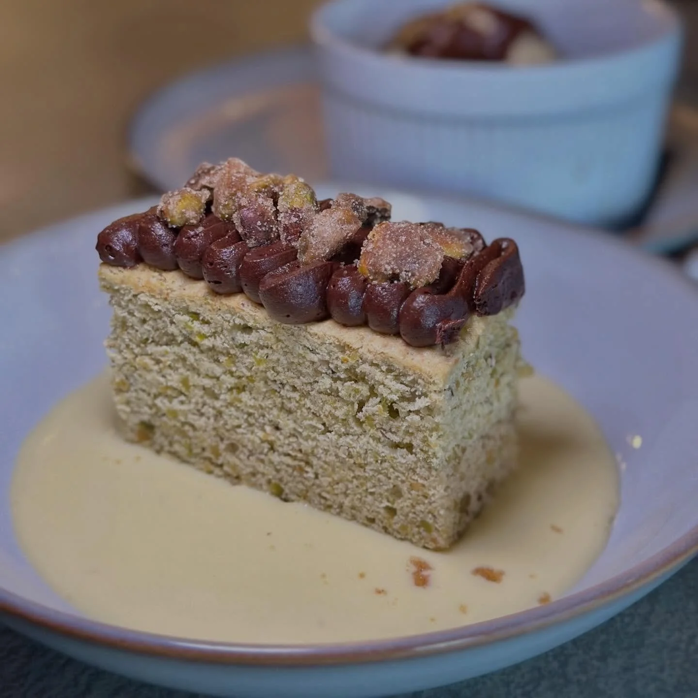 New desserts have arrived from @baker.at.the.barn 
&hellip; and the Brookie is BACK! 

🍯 OH HONEY HONEY
honey olive oil cake with a red wine cherry reduction and salted honey ice cream
** Gluten Free

💚 PISTACHIO CAKE
pistachio cake with cardamom c