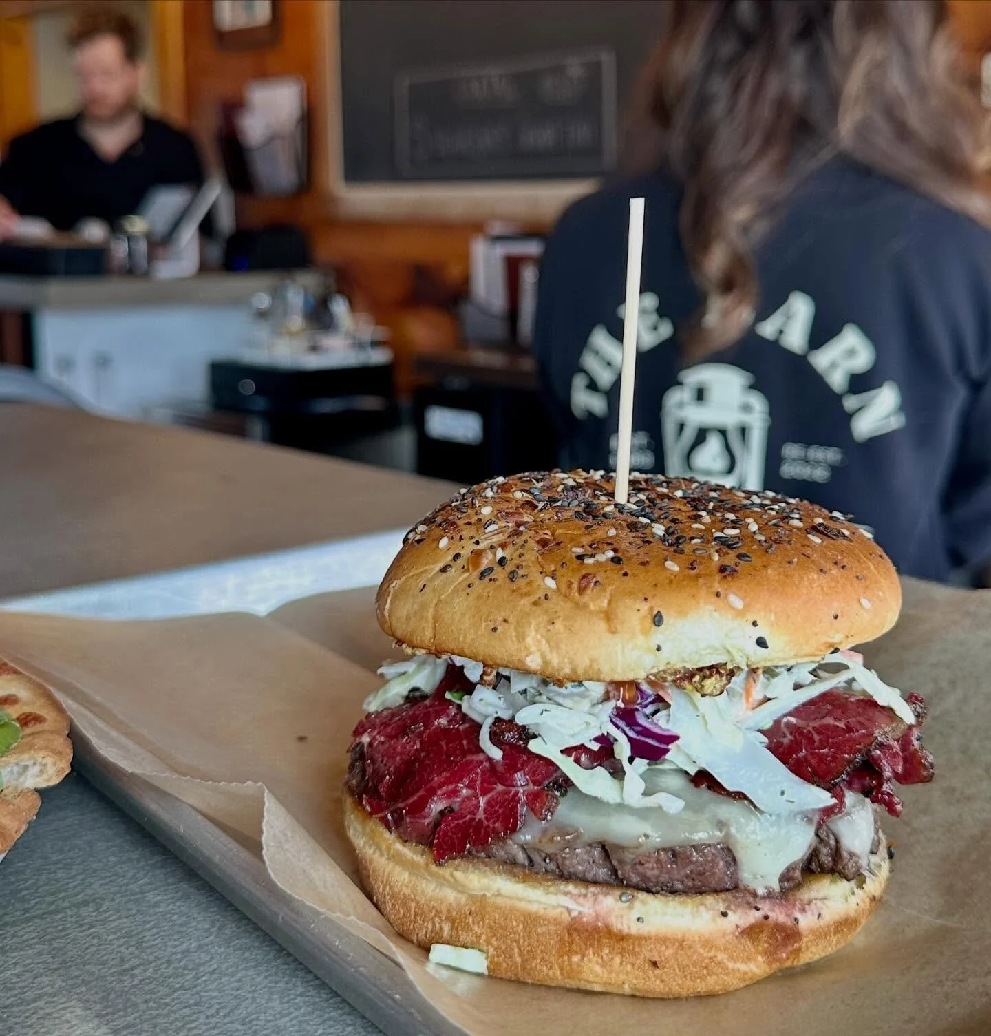 Specials 3/27 - 3/29

🥣 Soup: Chicken Soup
Onion, carrot, celery, Brussels sprouts, and chicken stock

🍔 NYC Deli Burger
8oz griddled patty topped with house pastrami, coleslaw, Swiss cheese, and Dijon mustard on an everything brioche bun

🫓 Kung 