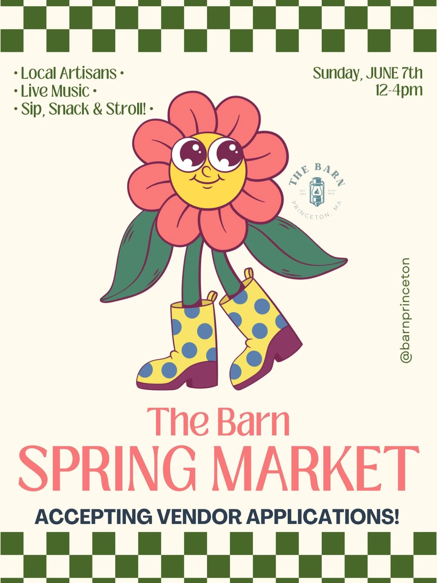🌞 NOW ACCEPTING VEDOR APPLICATIONS! 🌞 

Application link in bio

On Sunday, June 7th from 12&ndash;4pm (rain date: June 14th), we&rsquo;re turning the lawn into a laid-back, feel-good market filled with local makers, live music, and signature Barn 