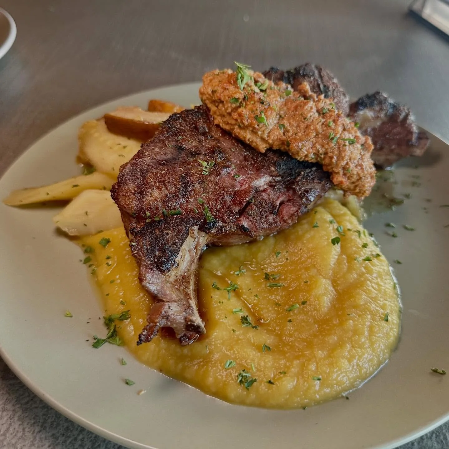 SPECIALS 4/30-5/2

🥣 Chickpea Vegetable Soup
Chickpeas, onions, carrots, tomatoes, Swiss chard, summer squash, zucchini, coconut milk, and vegetable stock

🥩 Grilled Lamb Chop
Ras el hanout&ndash;spiced 12oz lamb loin chop grilled to temperature, s