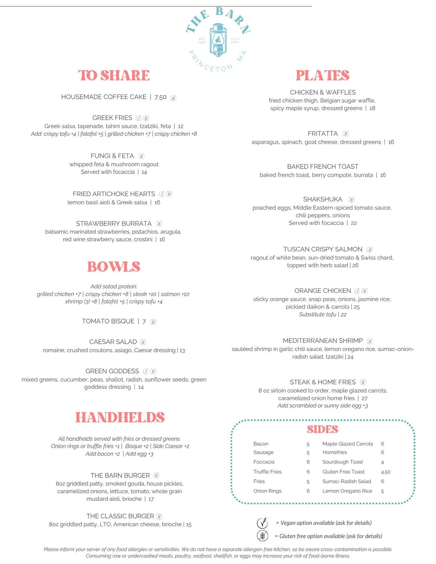 Mother&rsquo;s Day Brunch menu! We still have some rezzies open, so send us an email to book your spot before they fill up!