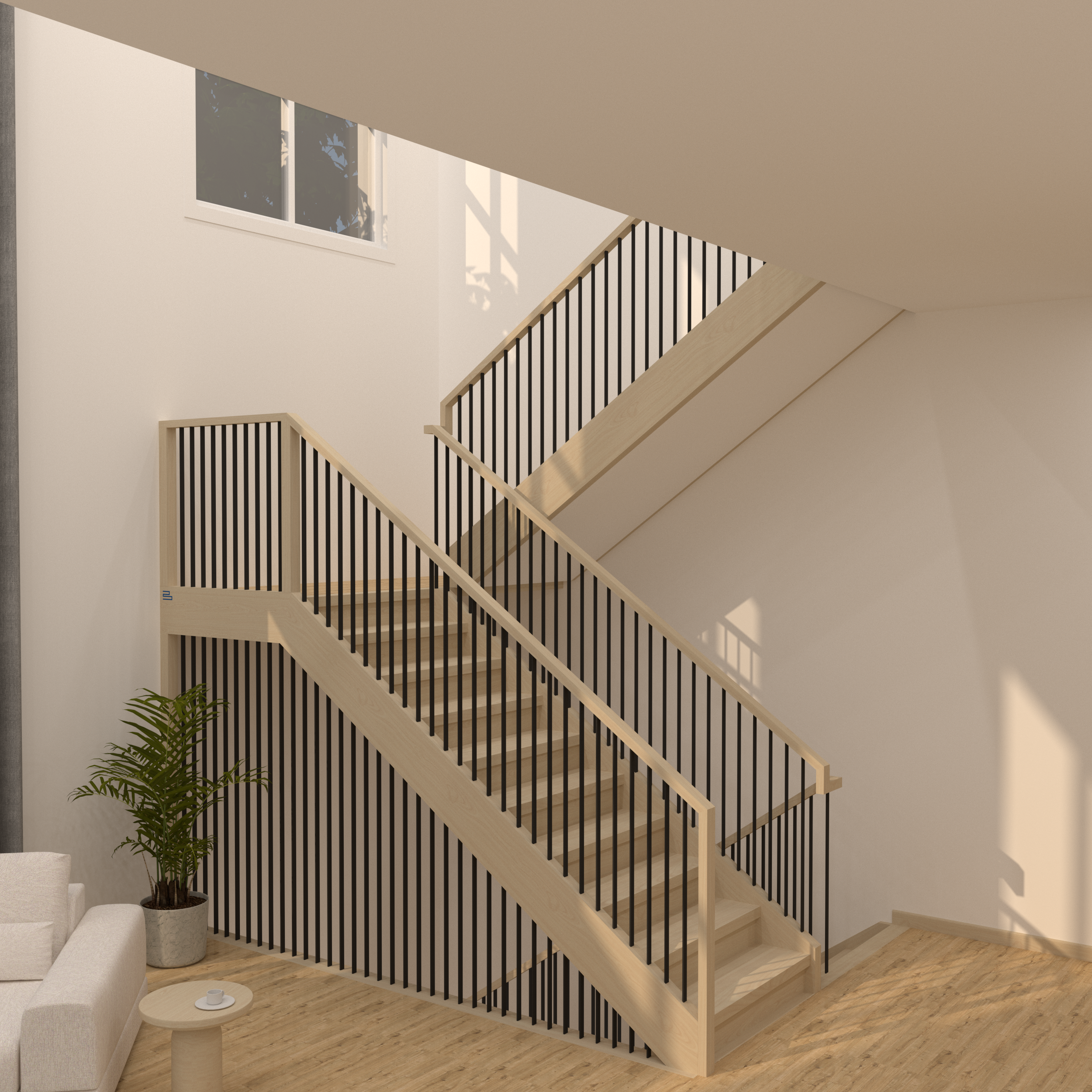 Strapped Riser Closed Riser-Wood Stringer — Bolton Railings