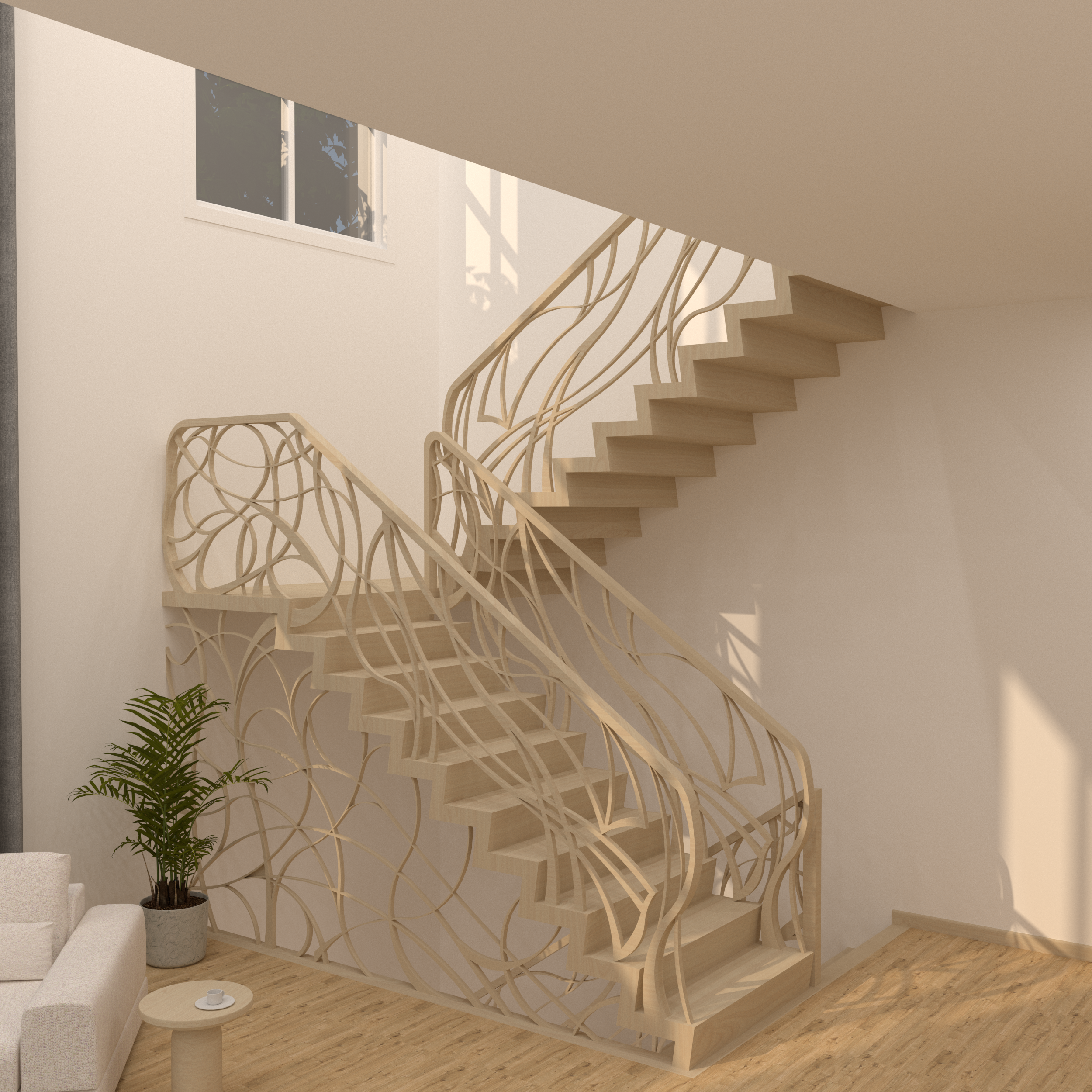 Open 2 Sides Z Risers-Wood Stringer — Bolton Railings