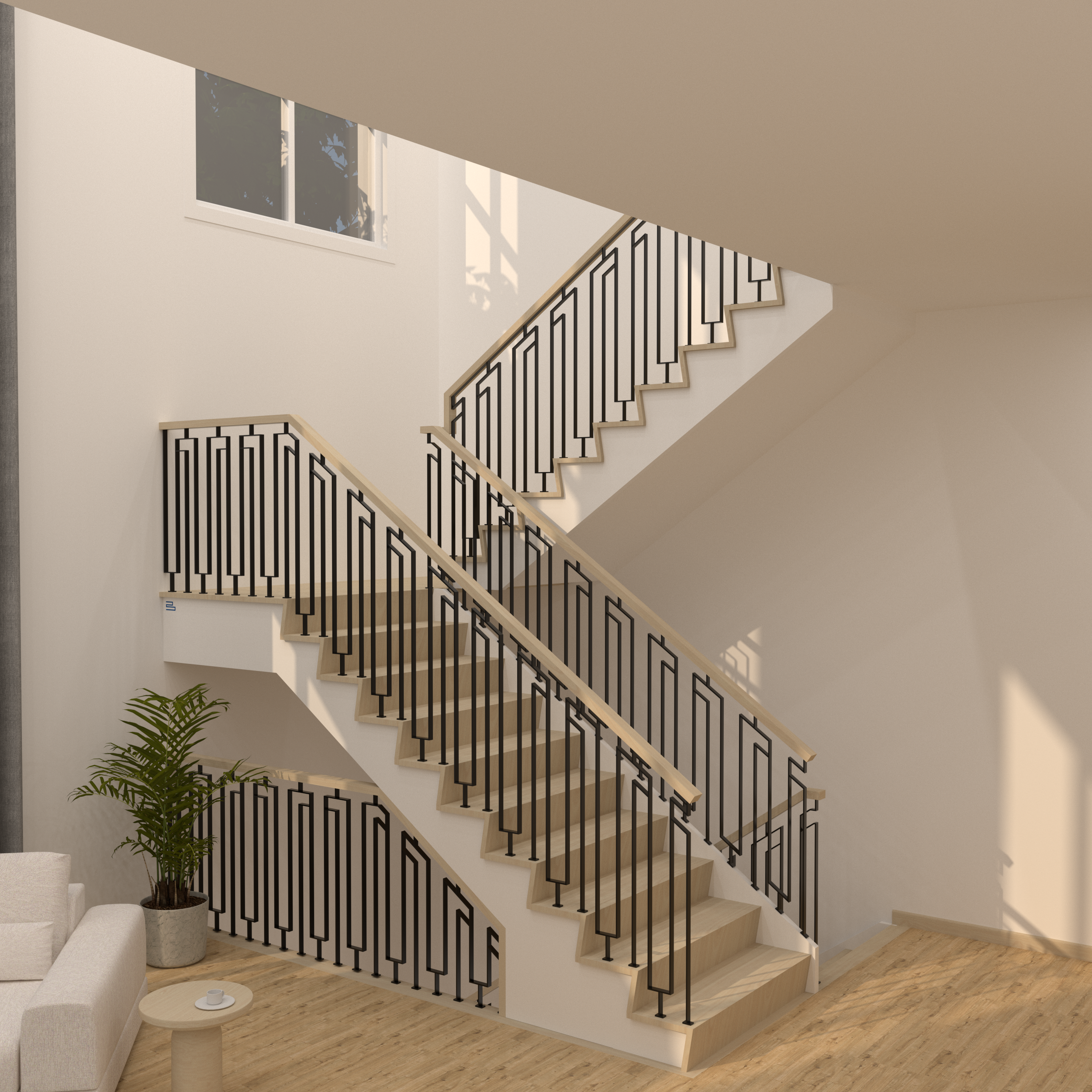 Open 1 Side Zigzag-Wood Stringer — Bolton Railings