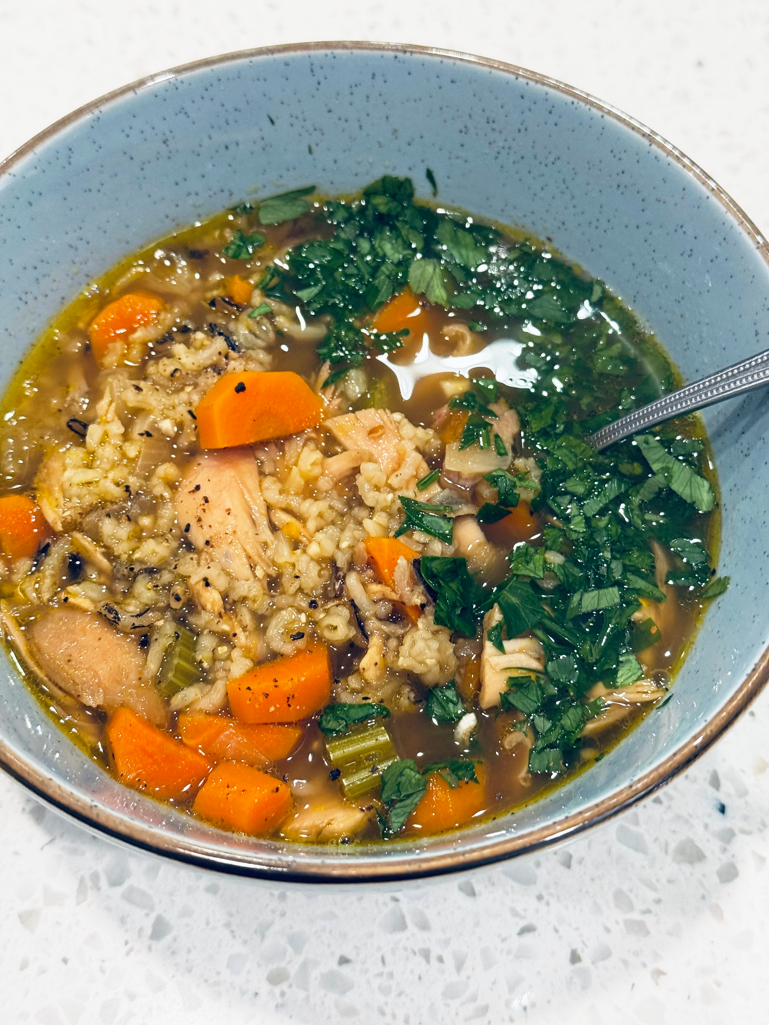 Chicken &amp; Wild Rice Soup with Herbs 