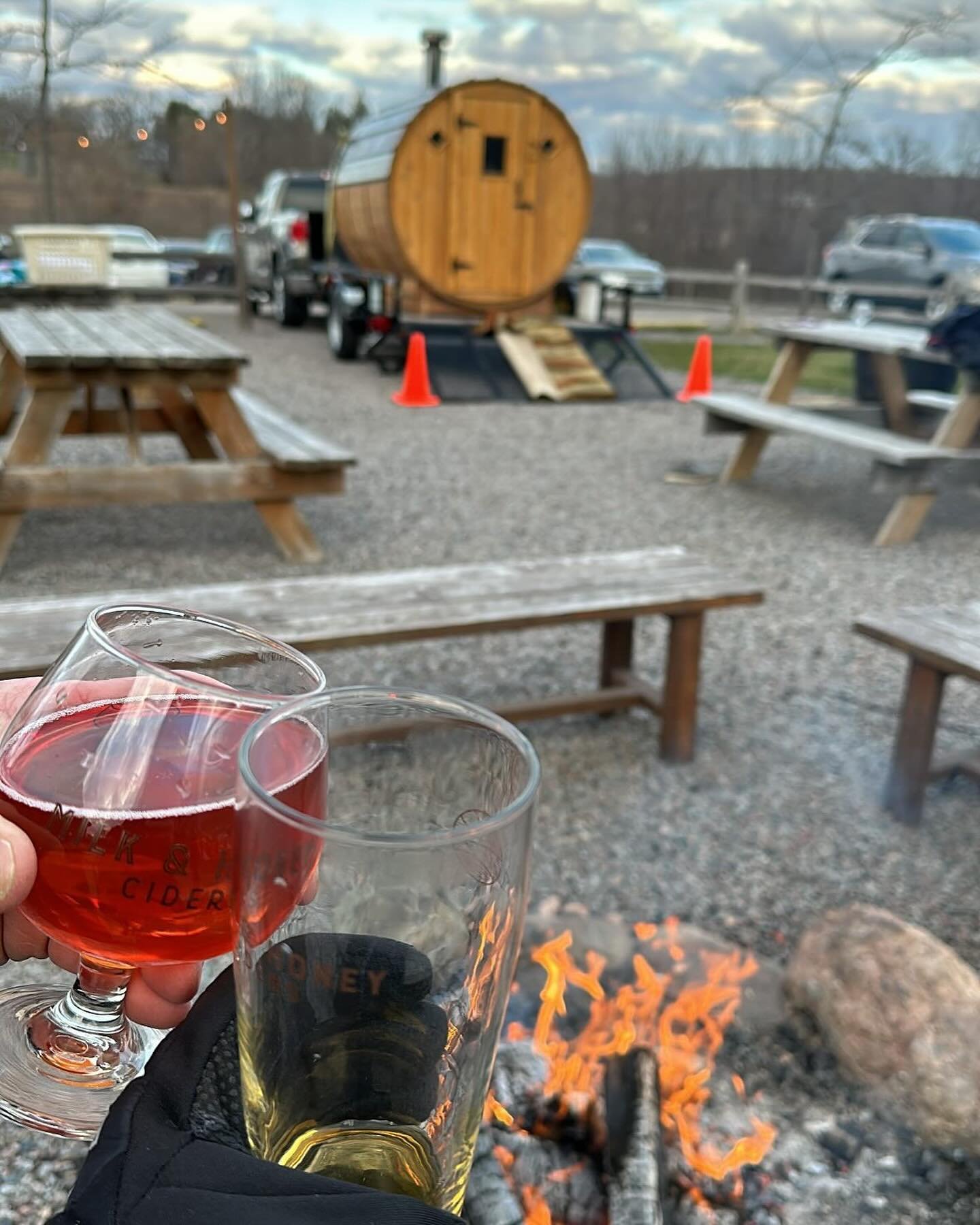 A lovely evening for Yoga, Sauna, Ice, &amp; Cider! 

@shantiyogacentermn 
@milkandhoneyciders