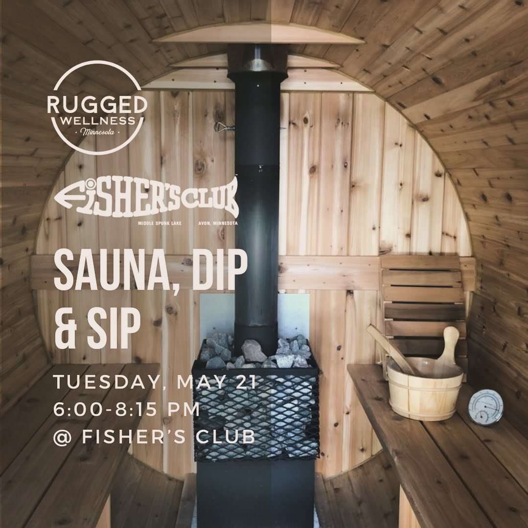 NEW Event! Join us for 45-minutes of sauna, access to Middle Spunk Lake for cold water dipping, and a beverage from @fishersclub in Avon, Minnesota. 

Register at www.ruggedwellnessmn.com/events

Can&rsquo;t wait to see you there! 

#ruggedwellnessmn