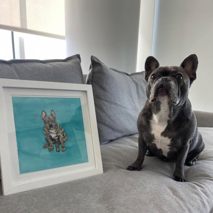 Ernie the Frenchie Poses with Himself
