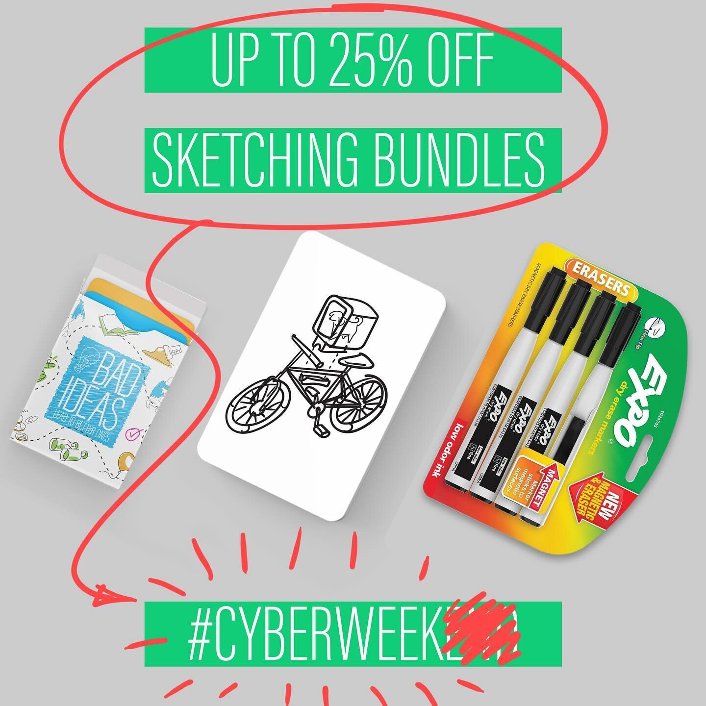 We&rsquo;ve decided to extend our #cyberweekend discount all #cyberweek! Sketching bundles are a great way to turn the Bad Ideas card game into something you can quickly pick up and play. The campaign ends Thursday Nov. 30th at 9pm CST! Learn more by