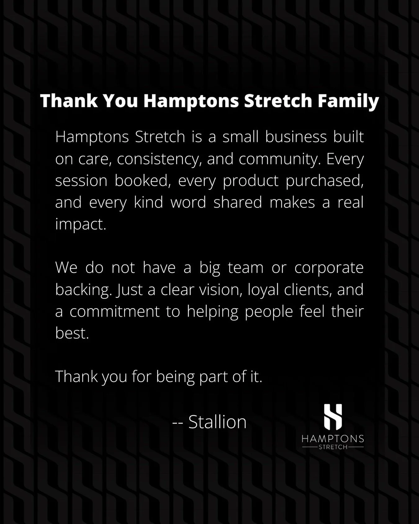 Thank you Hamptons Stretch family!!