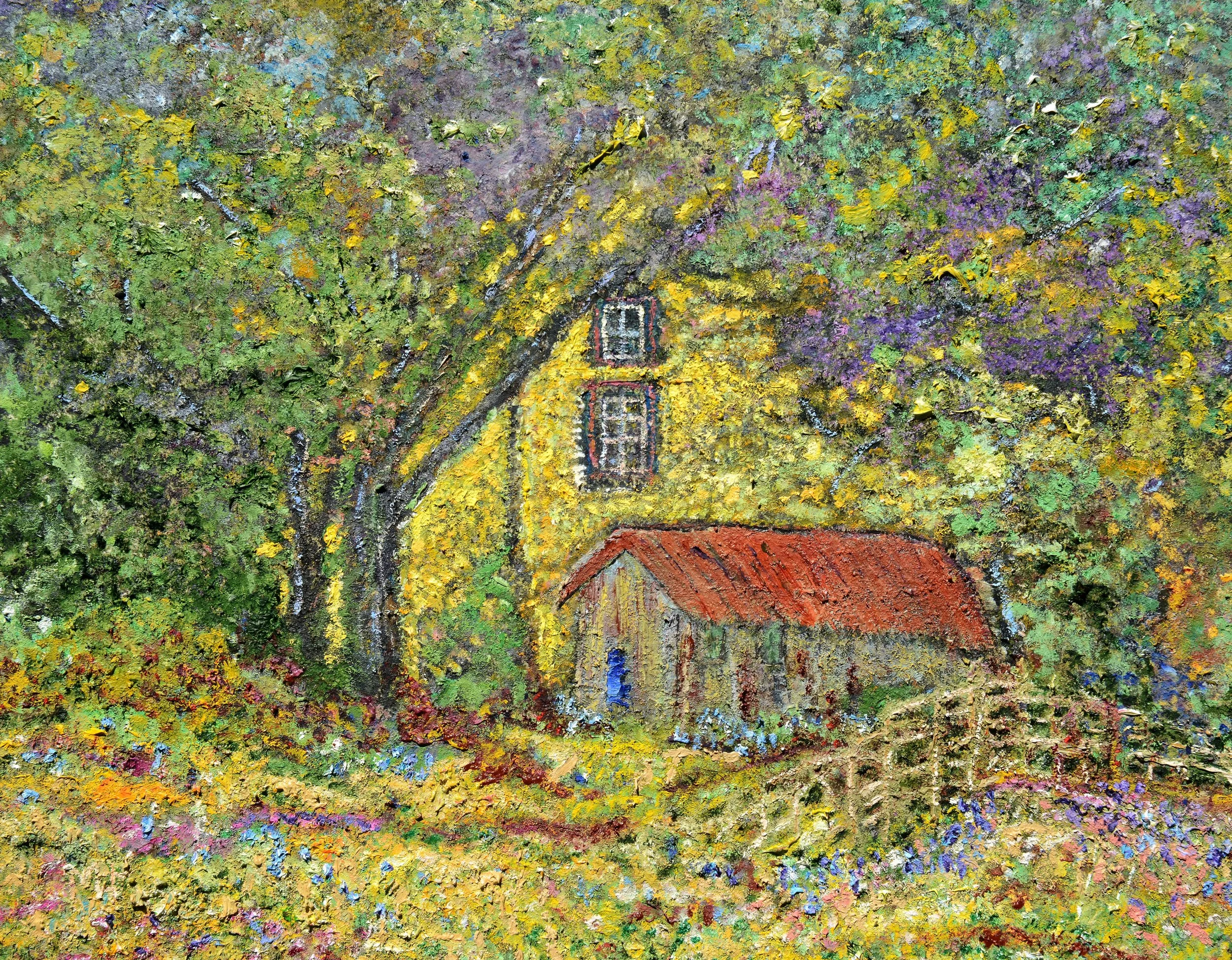 Yellow House, Oil on Art Board, 16" x 20"  $400  @ 2025-2026