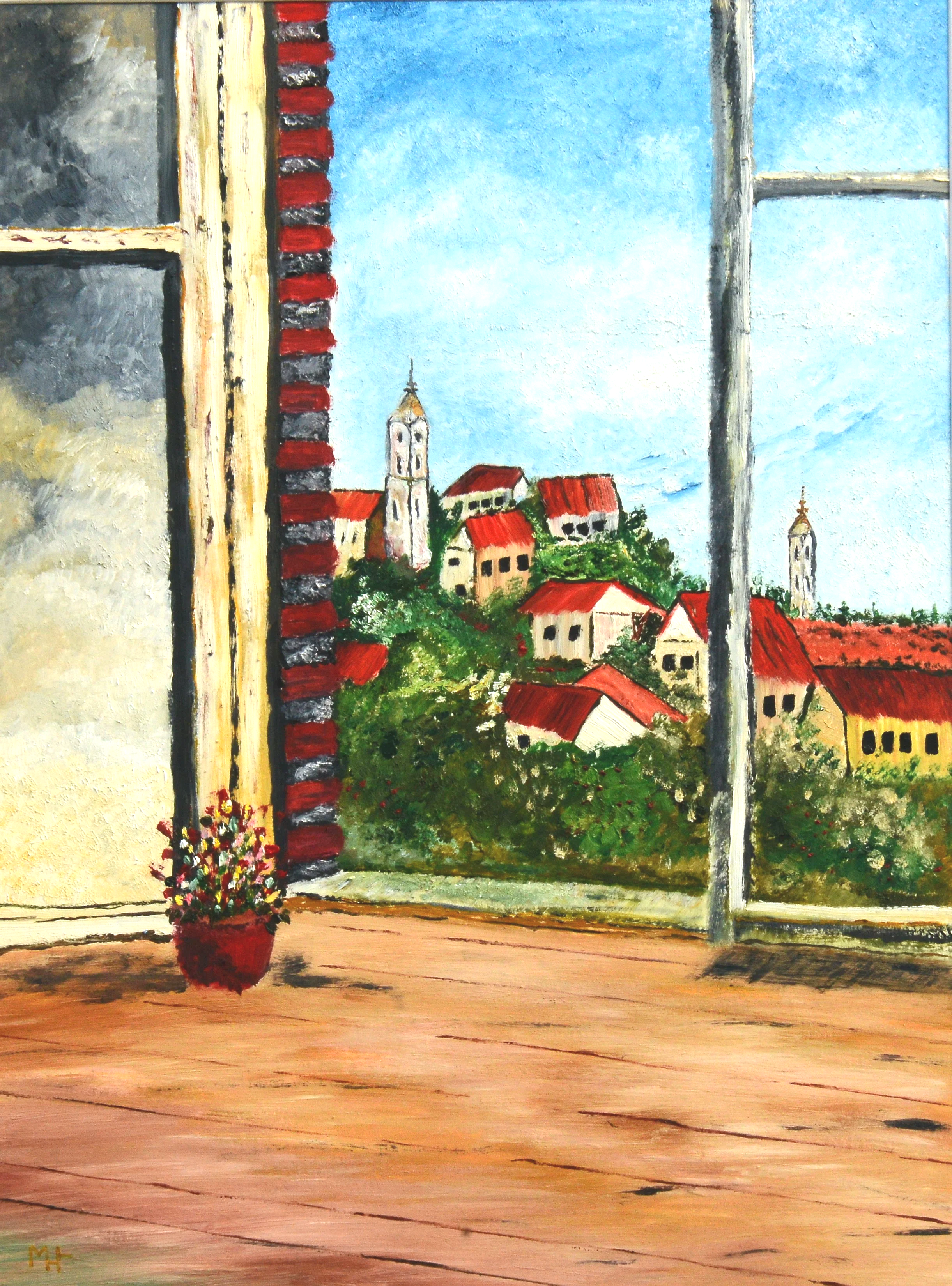 Villa View, Oil on Art Board, 18" x 24" in a 23" x 29" Matted Frame, $540 @ 2026