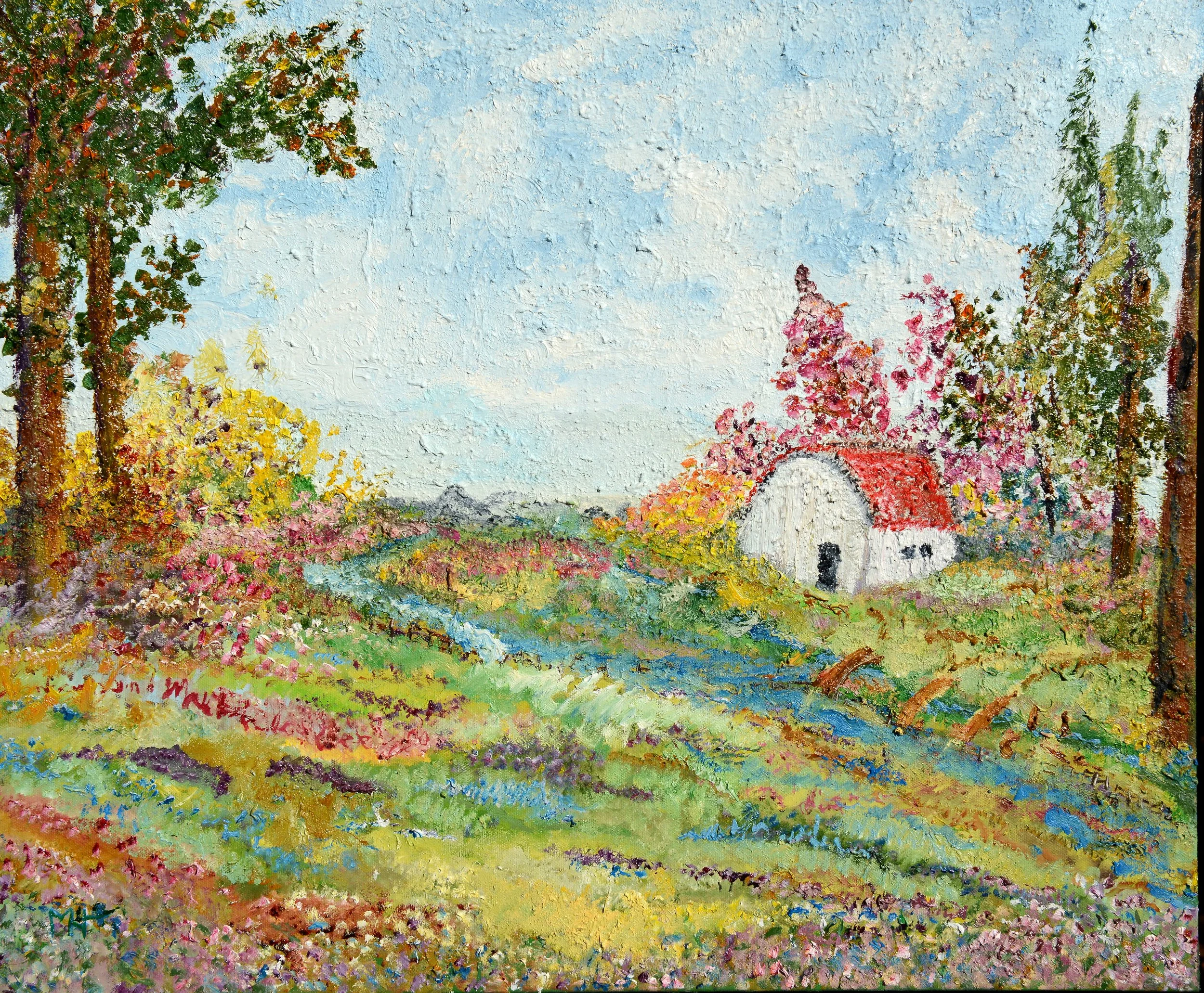 The Log House, Oil on Canvas, 20" x 24", $600  @ 2026 