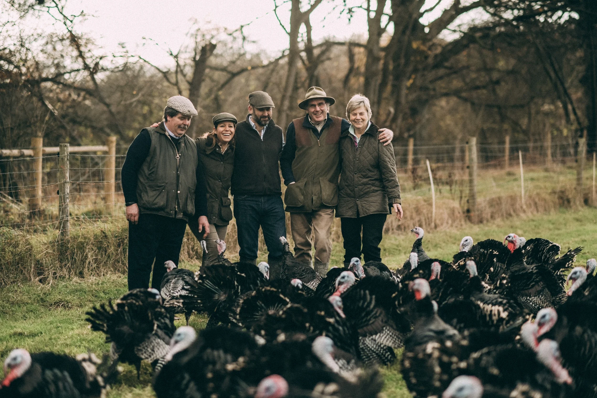 The Joy Family farming turkeys