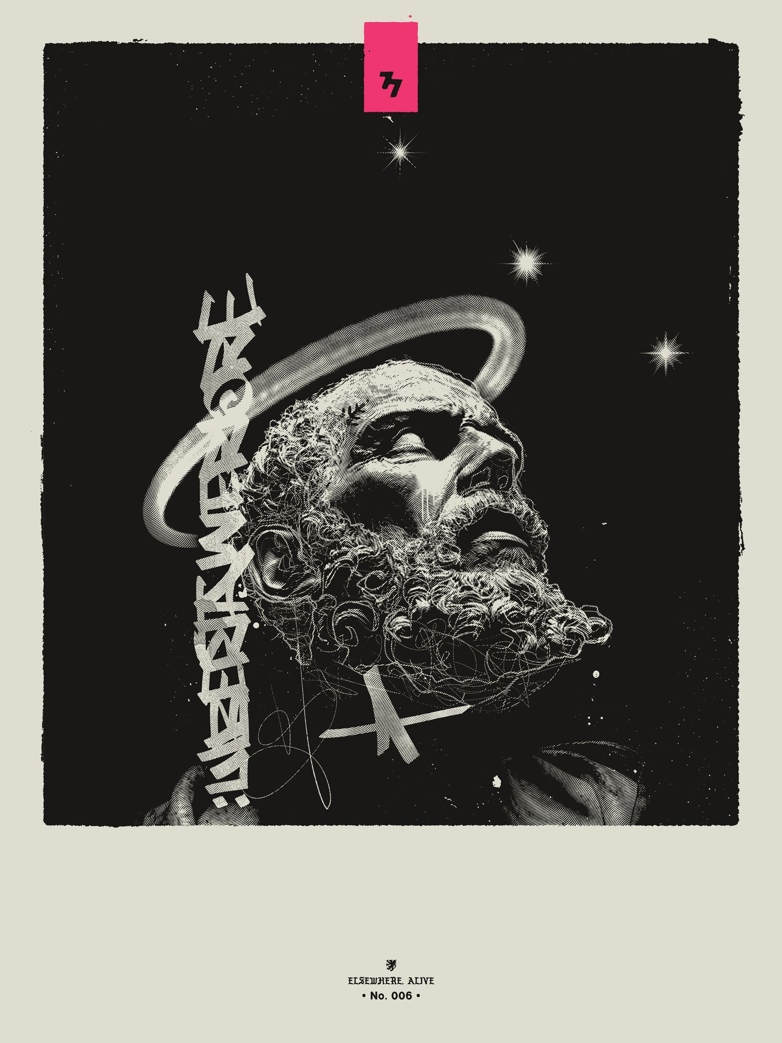 Elsewhere, Alive. No. 006 (2026) by Blacksevens / Cristian Whitney explores transformation, consciousness, and art beyond the body—blending digital and handmade expression.