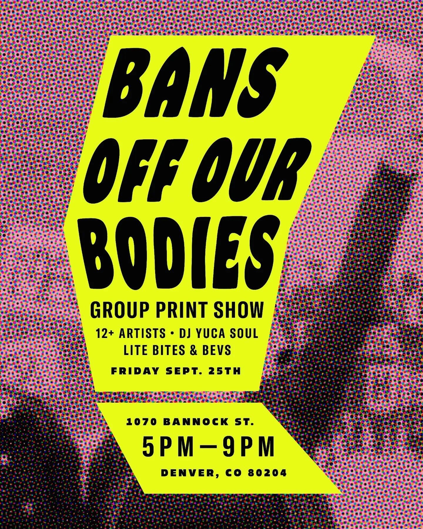 📢 Please join me &mdash; &amp; these other wonderfully talented artists &amp; organizations! &mdash; this Friday night! 🙌💕✨

>> BANS OFF OUR BODIES : Join us for an evening of art, music, and collective action featuring work from a dozen Den