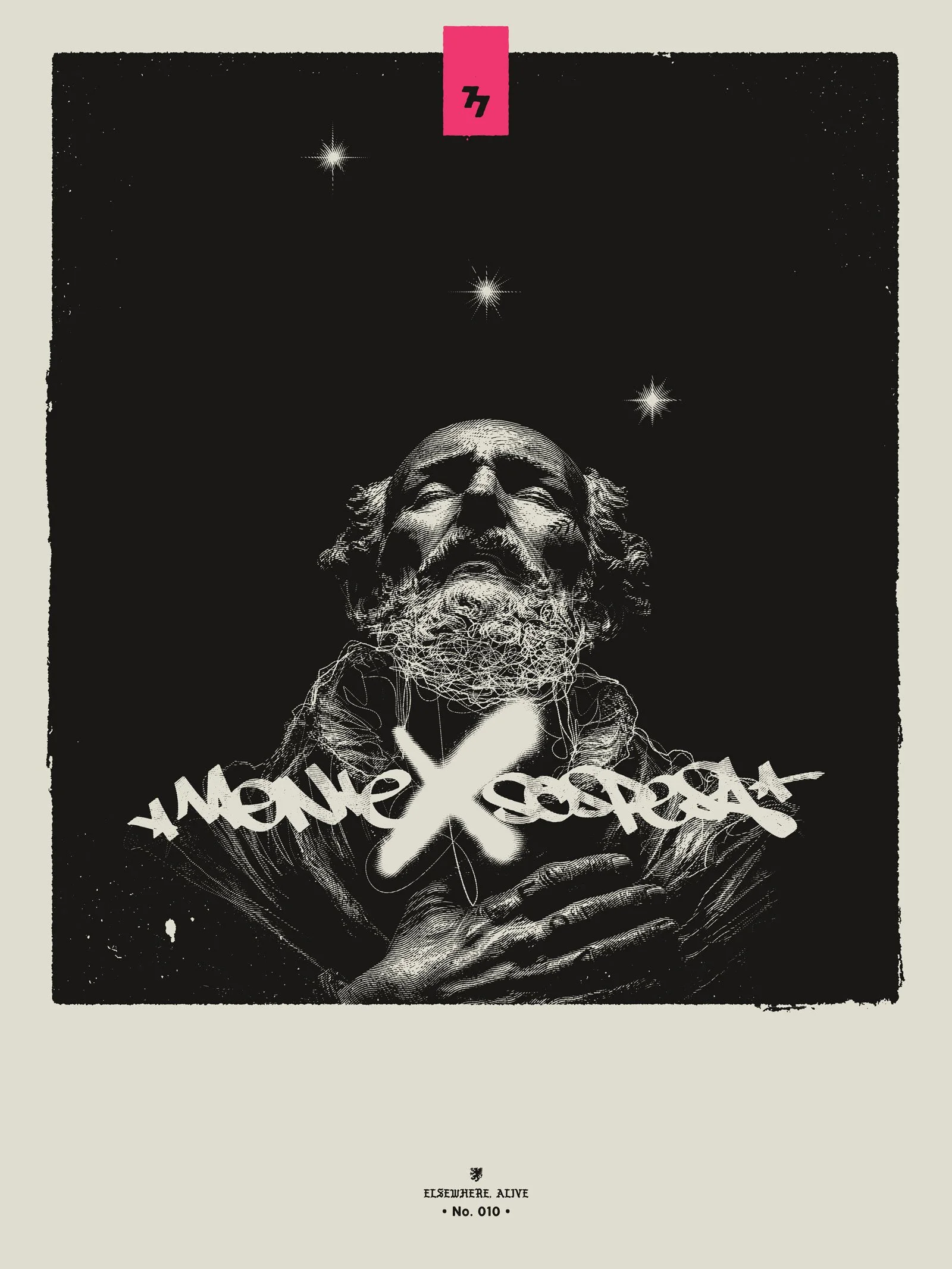 Elsewhere, Alive. No. 010 (2026) by Blacksevens / Cristian Whitney explores transformation, consciousness, and art beyond the body—blending digital and handmade expression.