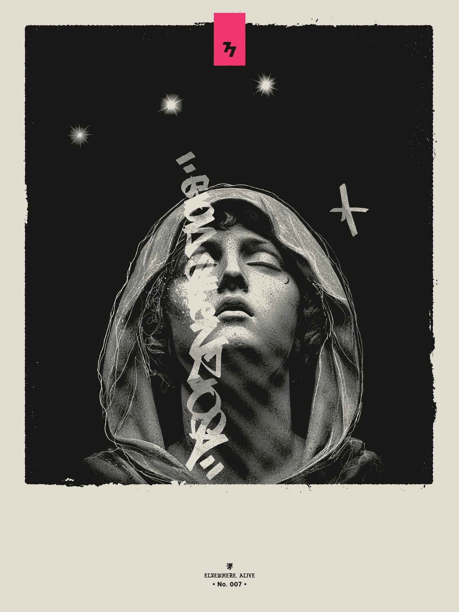 Elsewhere, Alive. No. 007 (2026) by Blacksevens / Cristian Whitney explores transformation, consciousness, and art beyond the body—blending digital and handmade expression.