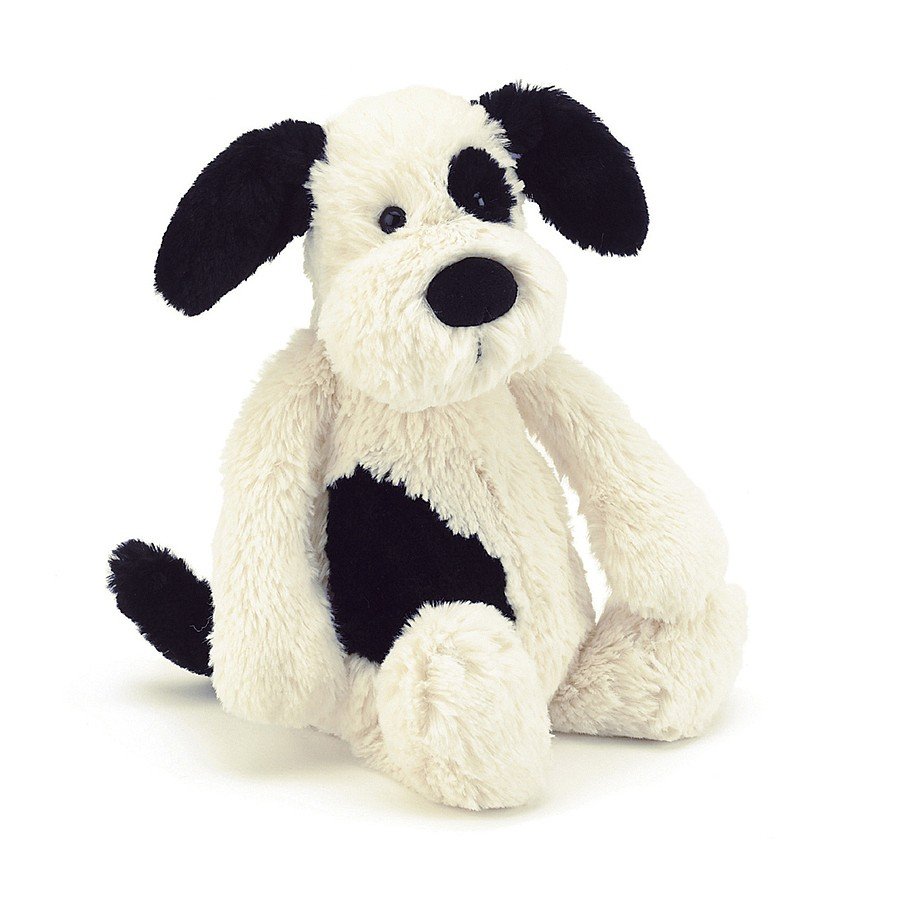 jELLYCAT Medium Rufferty Black & Cream Puppy