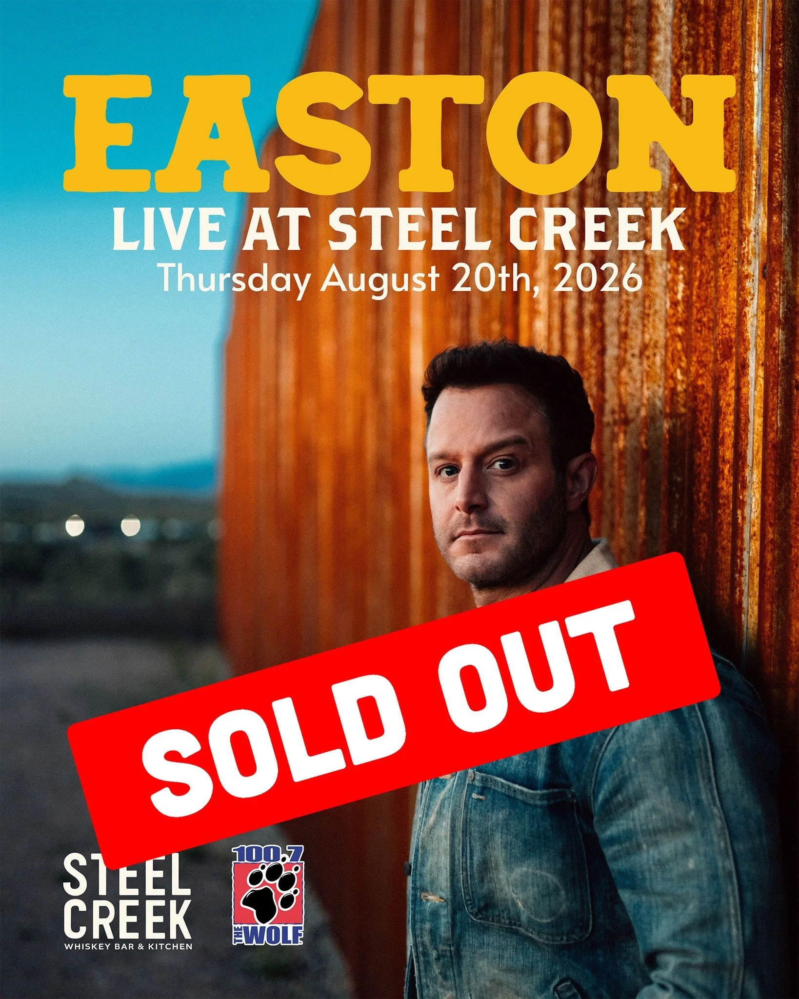 Easton Corbin is officially SOLD OUT this Thursday at Steel Creek!

Didn't get tickets? The night doesn't have to end there. As soon as the concert wraps up, we're opening it up for a FREE after party and kicking off our $2 Dollar Turn Up at 9:30PM!

