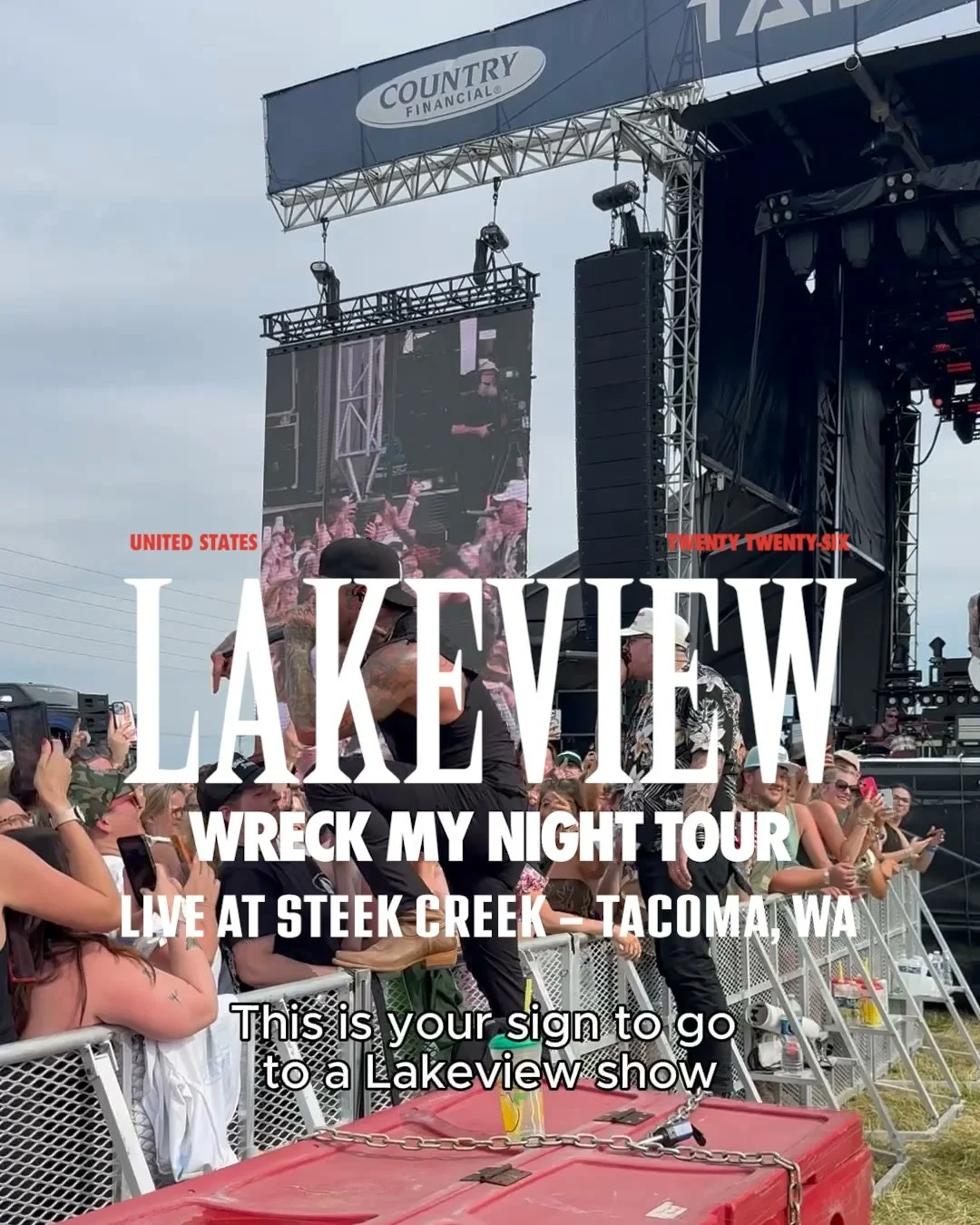 🚨 TIME IS RUNNING OUT TO SEE LAKEVIEW LIVE IN TACOMA! 🚨

Lakeview is taking over Steel Creek on Saturday, October 17 with their WRECK MY NIGHT TOUR, and we&rsquo;re officially into the FINAL WEEKS before the show!

If Lakeview is on your playlist, 