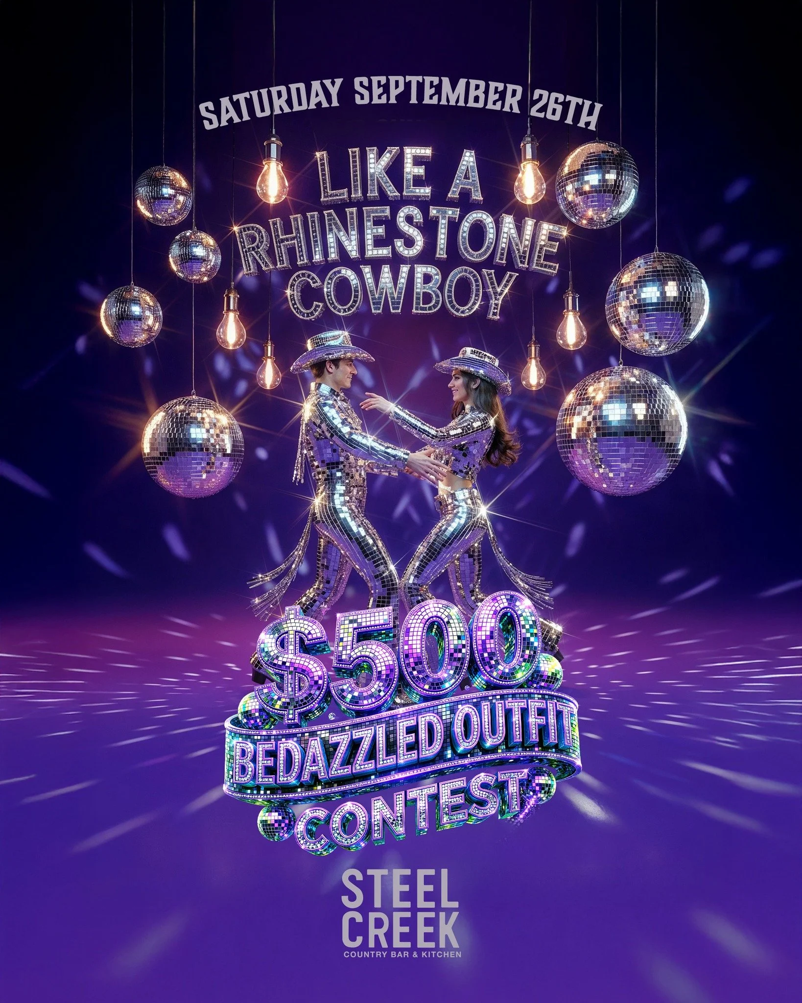 💎🤠 LIKE A RHINESTONE COWBOY IS BACK! 🤠💎

Our 3RD ANNUAL Like a Rhinestone Cowboy party takes over Steel Creek on SATURDAY, SEPTEMBER 26TH!

The theme is simple: GLITZY. SHINY. BEDAZZLED. ✨

Break out the rhinestones, sequins, fringe, glitter and 