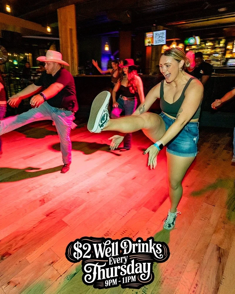 Thursdays just keep getting louder and louder! Enjoy $2 well drinks from 9pm - 11pm every THURSDAY night! FREE COVER and FREE mechanical bull rides! Let's go!
