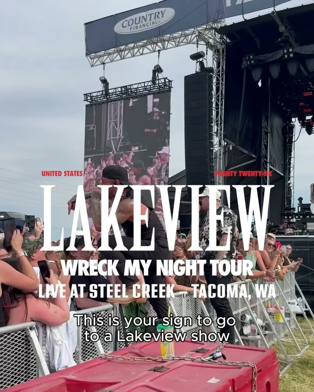 🚨 TIME IS RUNNING OUT TO SEE LAKEVIEW LIVE IN TACOMA! 🚨

Lakeview is taking over Steel Creek on Saturday, October 17 with their WRECK MY NIGHT TOUR, and we&rsquo;re officially into the FINAL WEEKS before the show!

If Lakeview is on your playlist, 
