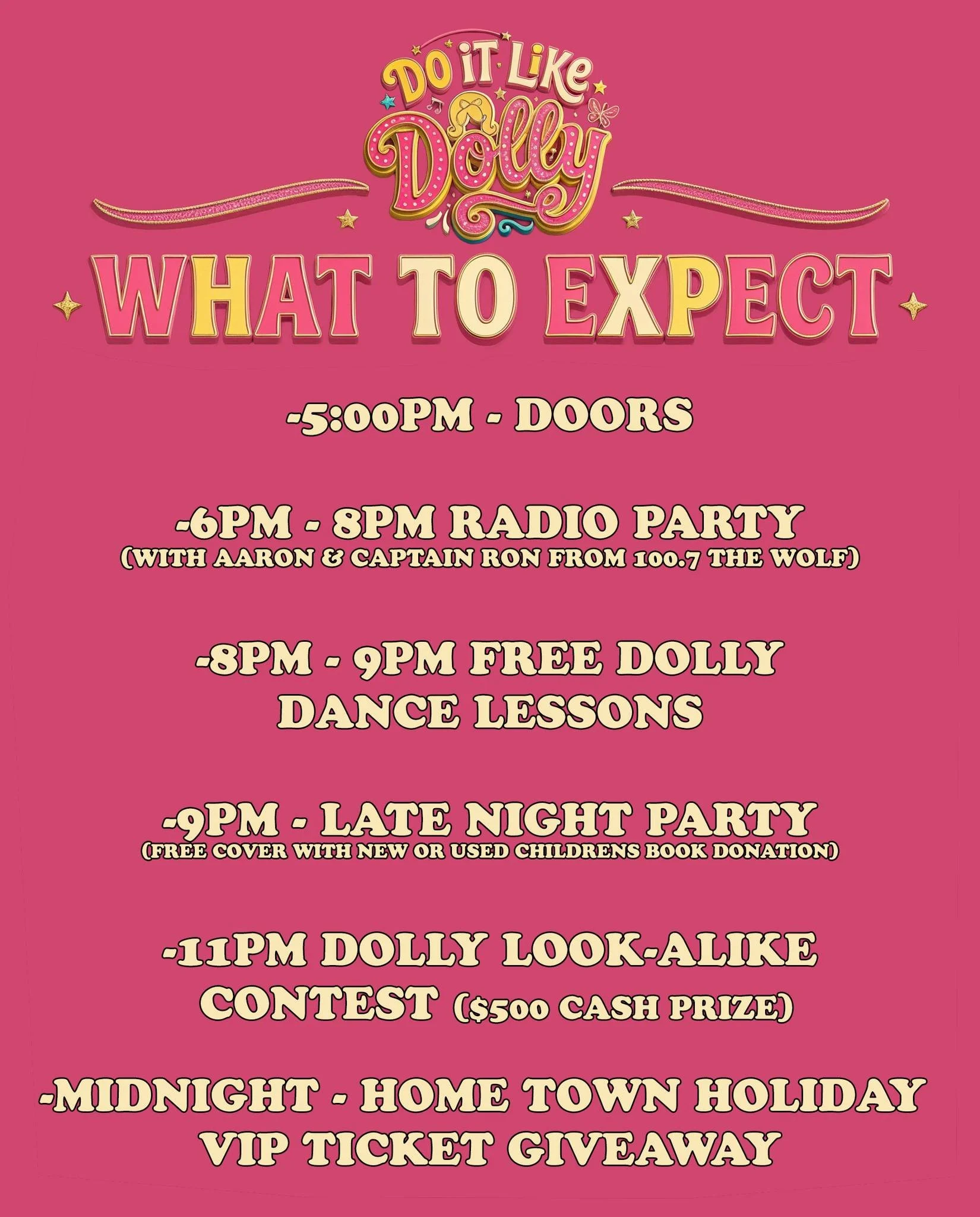 DO IT LIKE DOLLY &mdash; TONIGHT! 💕✨

TONIGHT, we&rsquo;re celebrating the Queen of Country with a whole lot of Dolly, a whole lot of fun, and a little something good for our community!

DO IT LIKE DOLLY takes over Steel Creek with 100.7 The Wolf fo