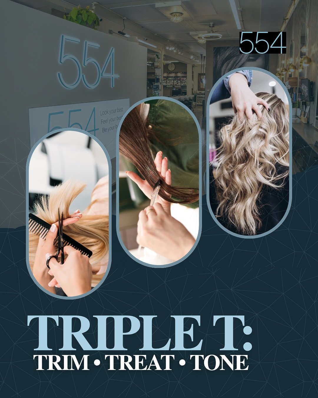 Keep your hair fresh all summer with Triple T: Trim, Treat &amp; Tone ✨

This easy, go-to maintenance service includes:
A clean trim
A deep conditioning treatment
A tone refresh to keep your color vibrant

Perfect every 4&ndash;6 weeks to maintain sh