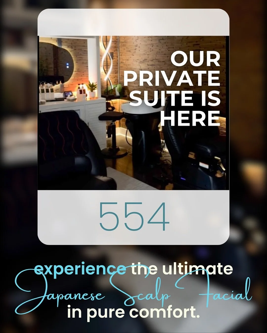 ✨ Discover the Only Private Suite for a Japanese Scalp Facial in Salem ✨

Step into ultimate relaxation at Salon 554. Our exclusive private scalp facial suite is designed to give you an experience like no other&mdash;peaceful, rejuvenating, and custo
